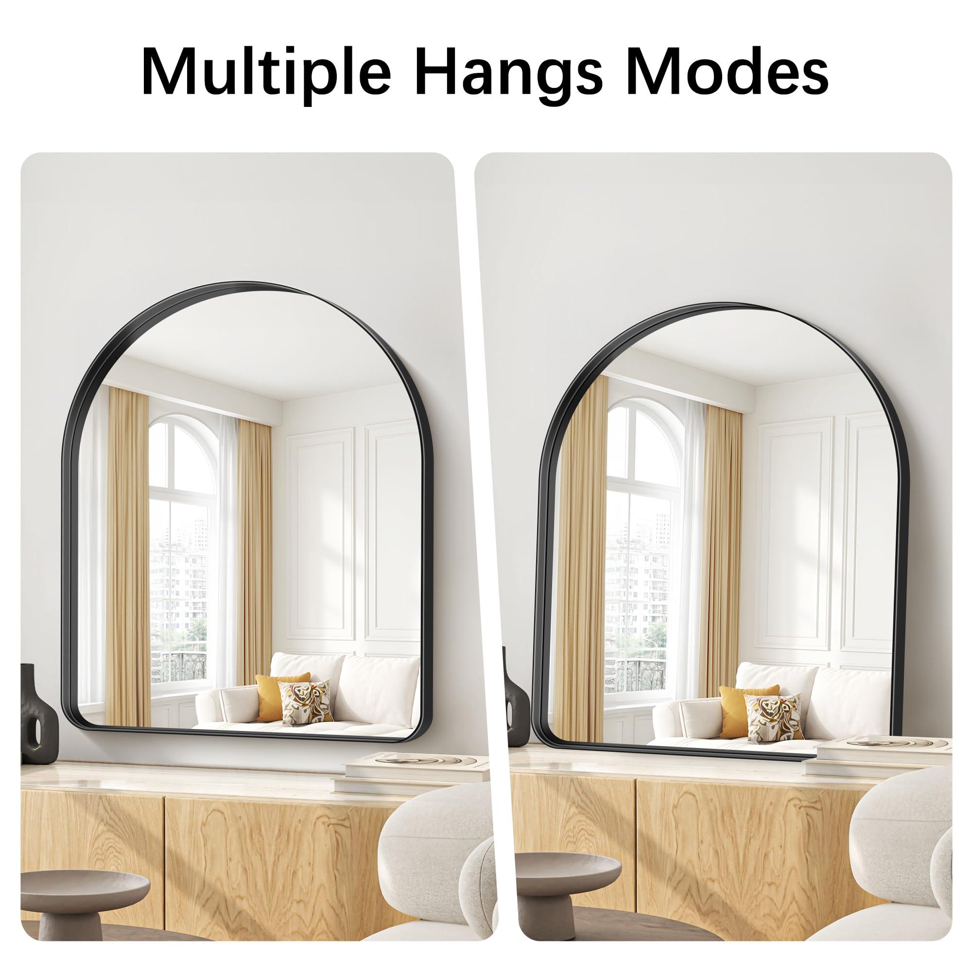 NIMURY Arched Wall Mirror, 30"×36" Bathroom Mirror Black Deep Frame, Modern Dresser Mirror Wall Mounted Decor Metal Frame for Bedroom Living Room Entryway Fireplace Mantel Dining Room - Image 7
