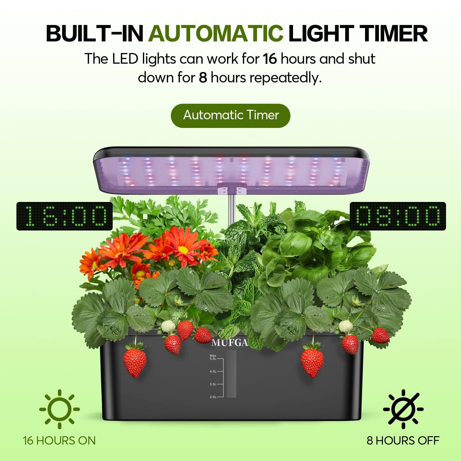 MUFGA 12 Pods Hydroponics Growing System, Indoor Garden with LED Grow Light, Plants Germination Kit, Mini Herb Garden with Pump System, Height Adjustable (No Seed) - Image 7