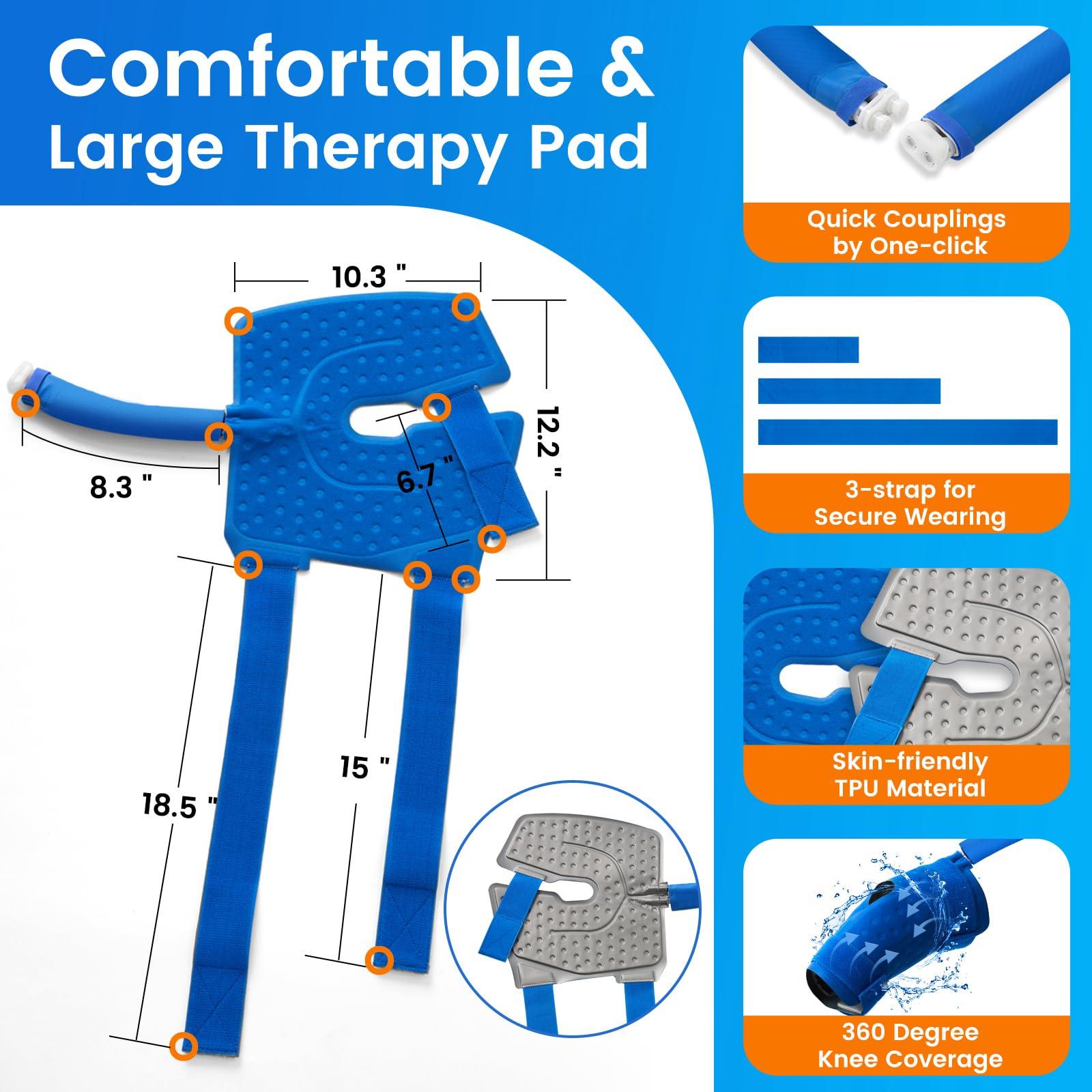 GALINAND Cold Therapy Machine, Ice Machine for Knee Care After-Surgery, Knee Replacement Recovery Equipment Aids Pack, Cryotherapy System w/Compression Wrap Pad for Ankle, Foot, ACL Relief - Image 6