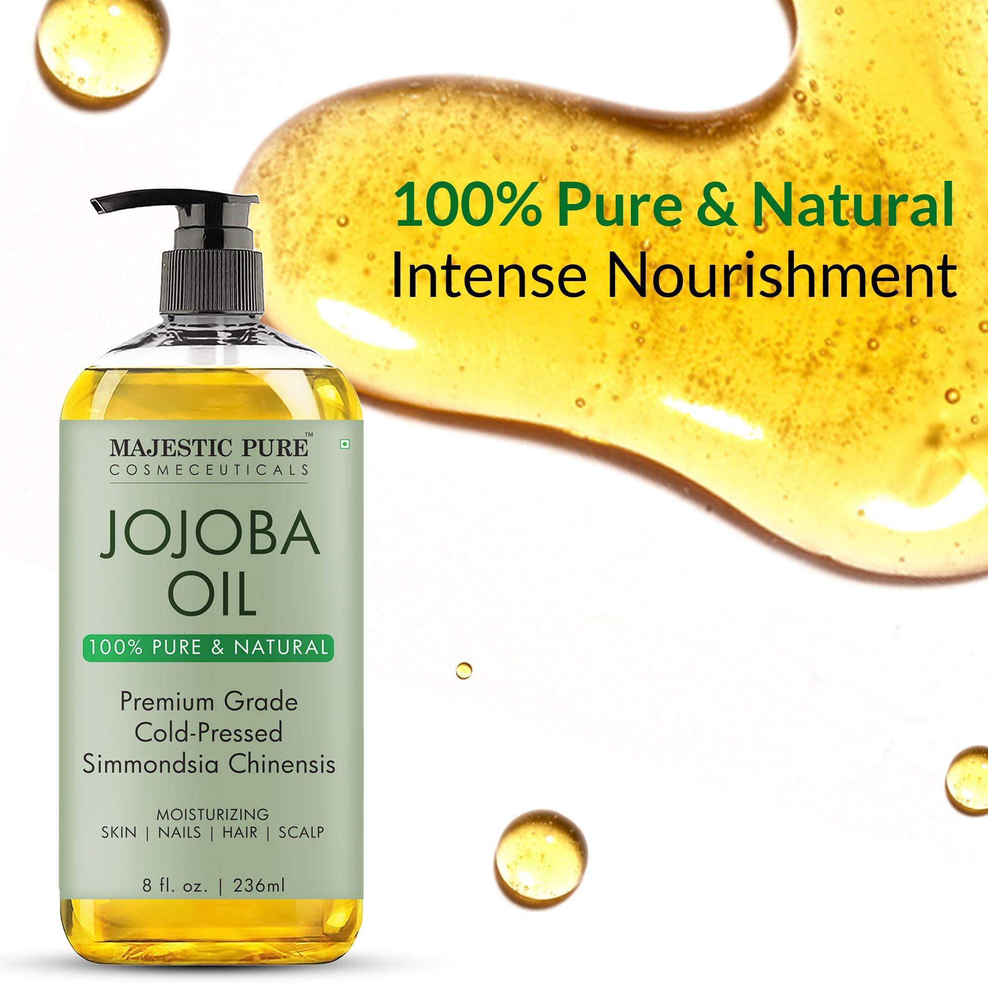 MAJESTIC PURE Jojoba Oil | 100% Pure Jojoba Oil for Skin, Hair, Scalp, Nails, Face | Cold Pressed & Hexane Free | Hair & Body Oil | 8 Fl Oz - Image 2