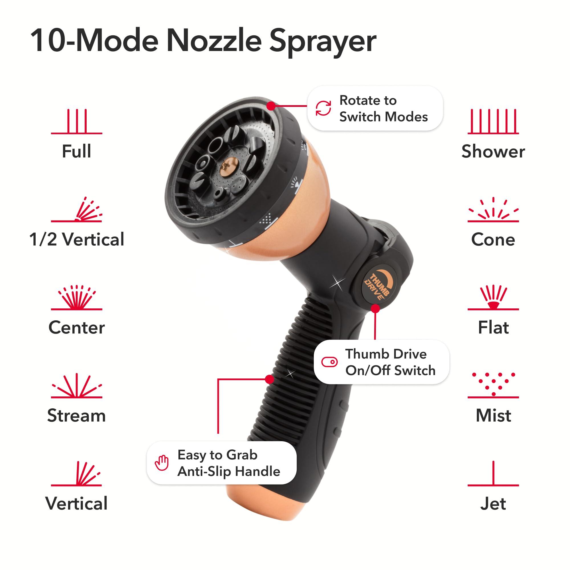 Pocket Hose Copper Bullet Expandable Garden Hose 25 FT w/10 Pattern Thumb Spray Nozzle AS-SEEN-ON-TV 650psi 3/4 in Patented Lead-Free Ultra-Lightweight Solid Copper Anodized Aluminum Fittings No-Kink - Image 4