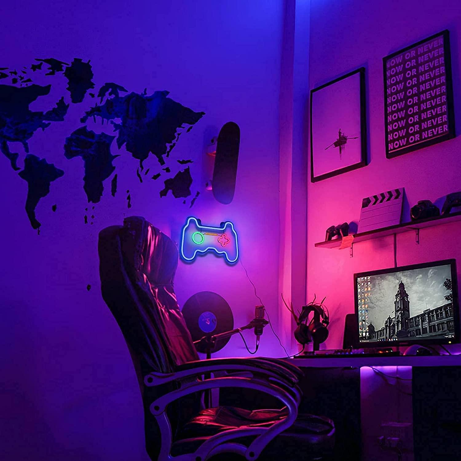 SOLIDEE Led Dimmable Neon Signs Wall Decorations For Living Room|Bedroom Gamepad Controller Shape Lights Game Room Decor Accessories Cool Teen Boys|Girls|Kids Gamer Gifts - Image 6