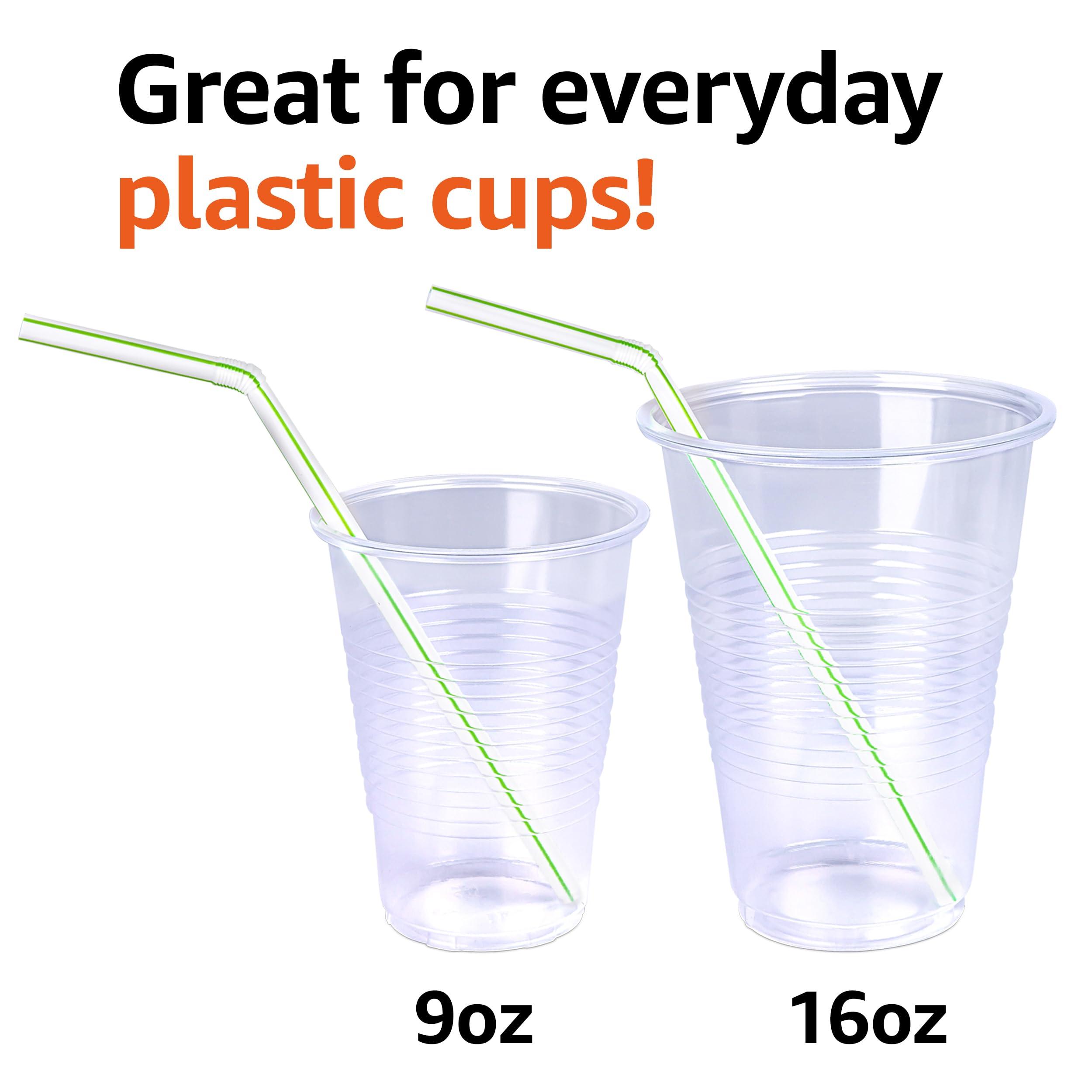 Amazon Basics Disposable Striped Plastic Flex Straws, 7.5" Long, Assorted Colors, 100 Count, Large Pack - Image 5