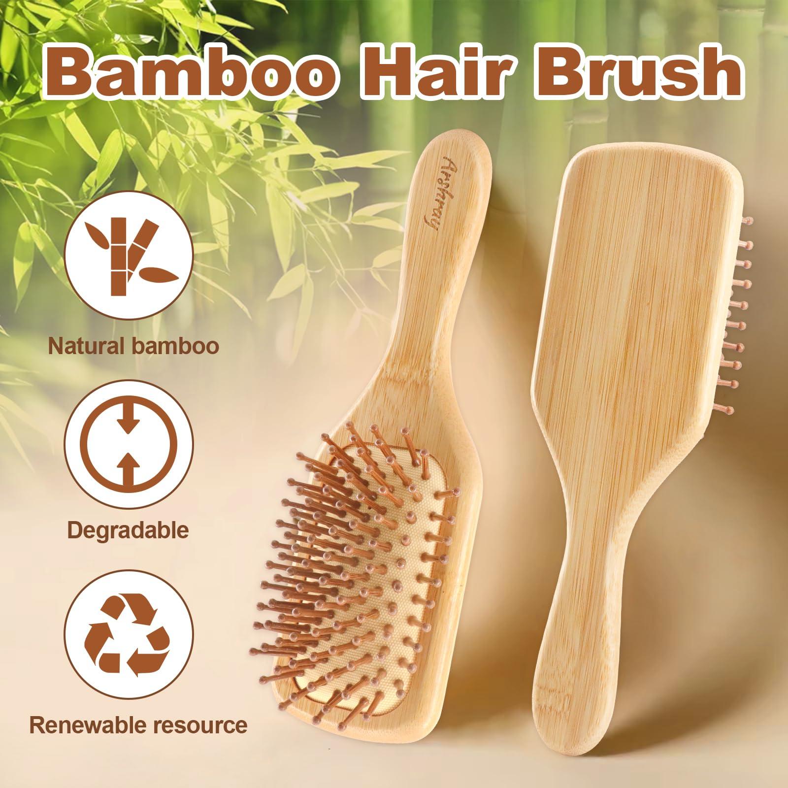 Arshray Wooden Bamboo Hair Brush with Wooden Handle and Bamboo Bristles,Reduces Static,Ideal for Dry,Curly,Thick,Thin and Straight Hair - Image 2