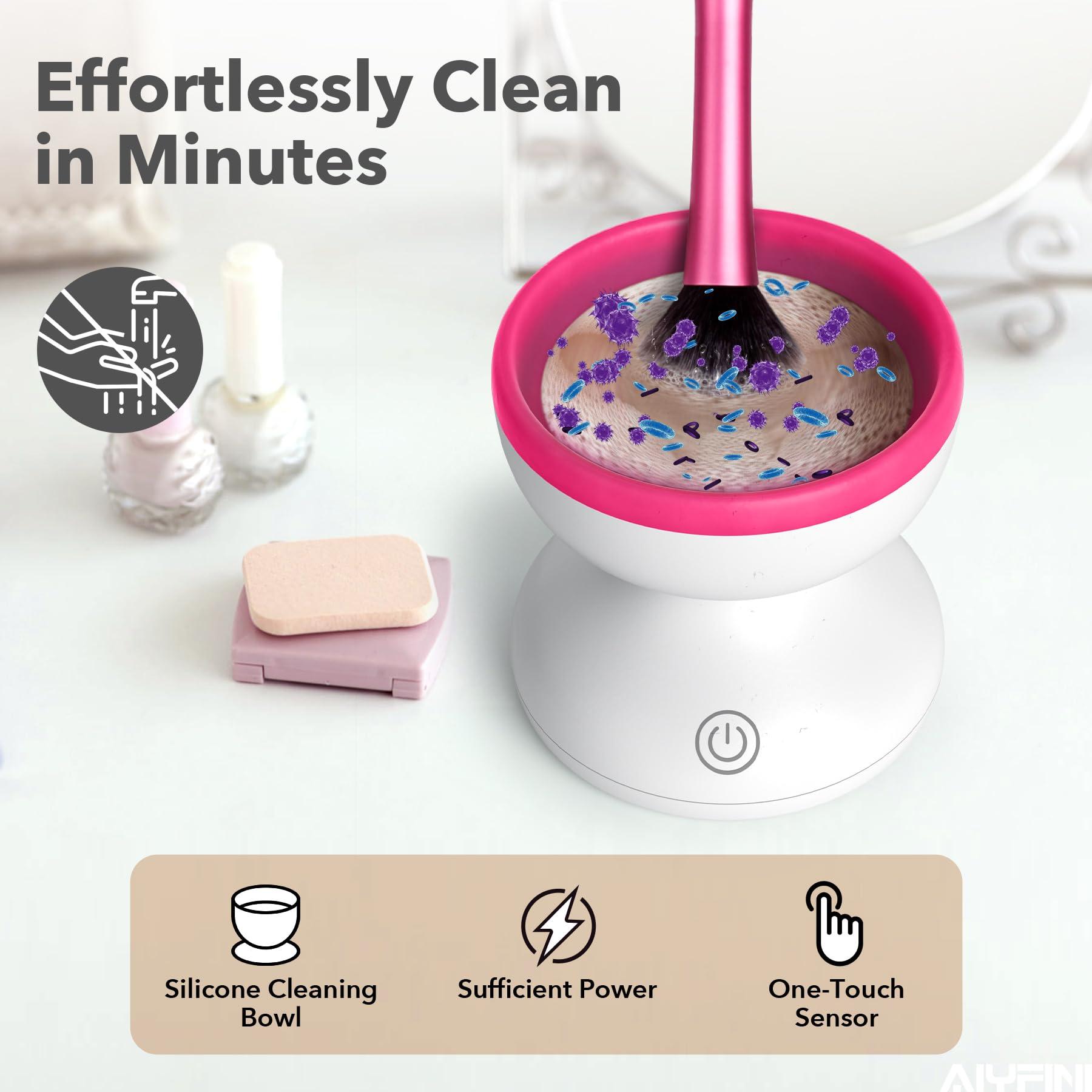 Alyfini Makeup Brush Cleaner Machine-Professional Electric Make up Brushes Cleaner Cleanser Solution for Kabuki Foundation Liquid Powder Face Makeup Self Tanner Brush,Gifts for Women Stocking Stuffers - Image 3