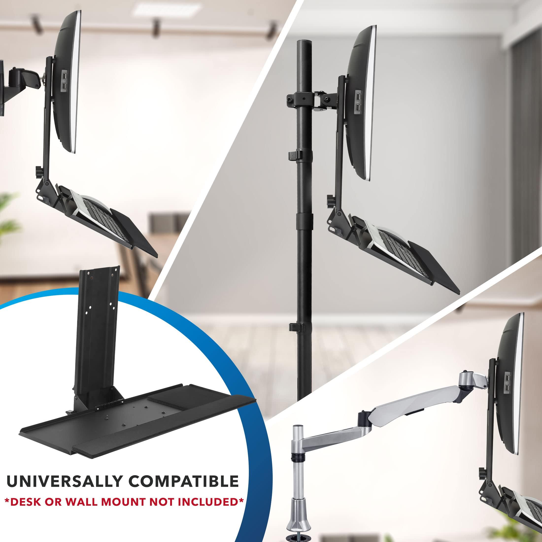 Mount-It! Monitor and Keyboard Wall Mount, Height Adjustable Standing VESA Keyboard Tray, 25 Inch Wide Platform with Mouse Pad (MI-7915) - Image 8