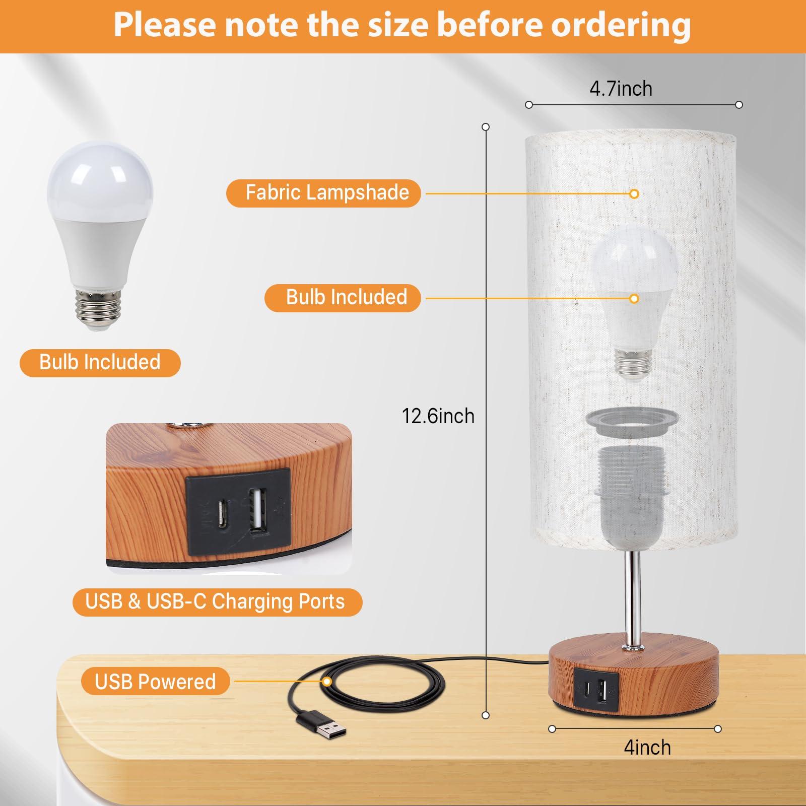 Aokudoni Stepless Dimming Small Lamp with 3 Color Temperature, Touch Table Lamps for Nightstand with USB A + C Ports, Bedside Lamps for Living Room Bedroom, Gifts for Girl Mom, Beige - Image 5