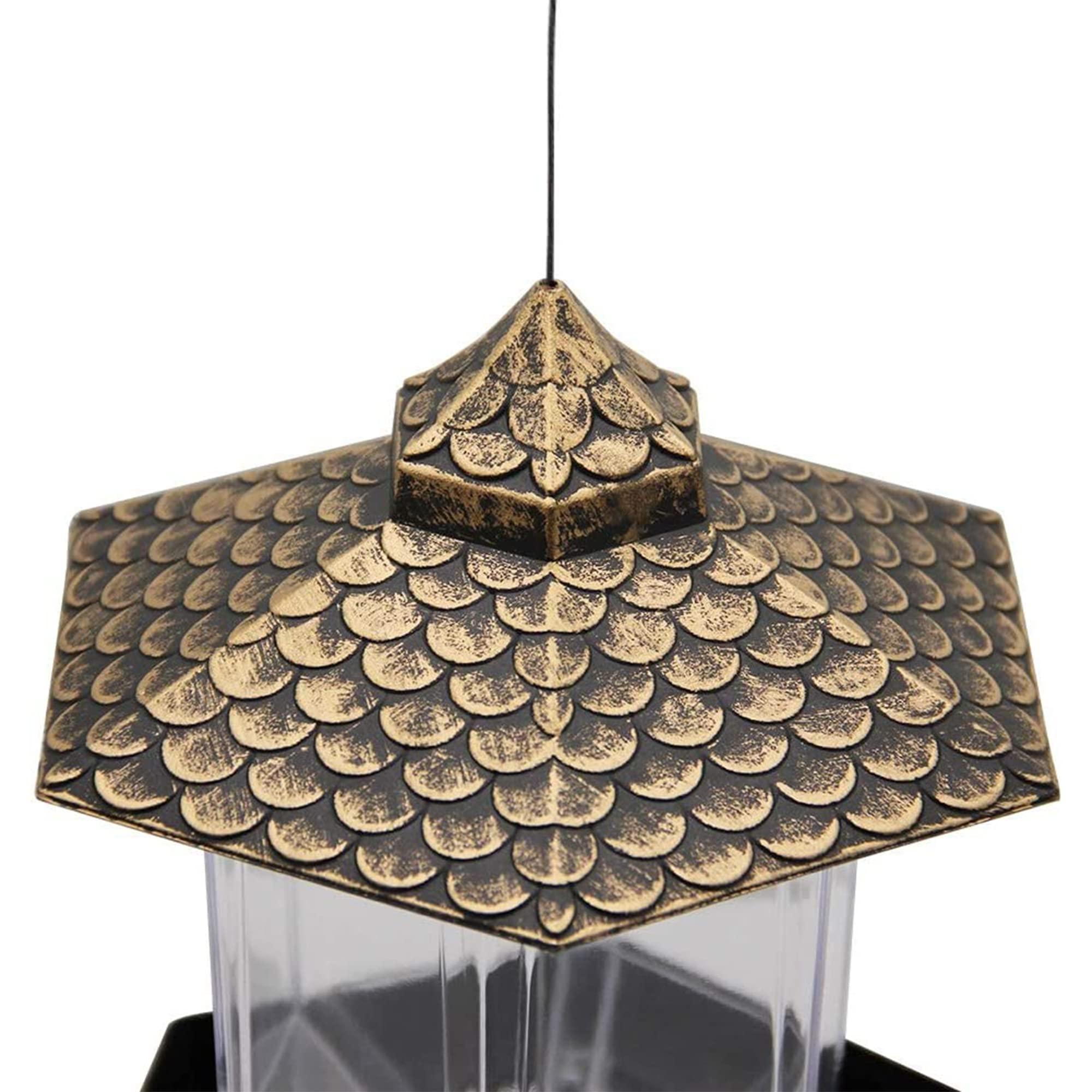 Twinkle Star Wild Bird Feeder Hanging for Garden Yard Outside Decoration, Hexagon Shaped with Roof - Image 4