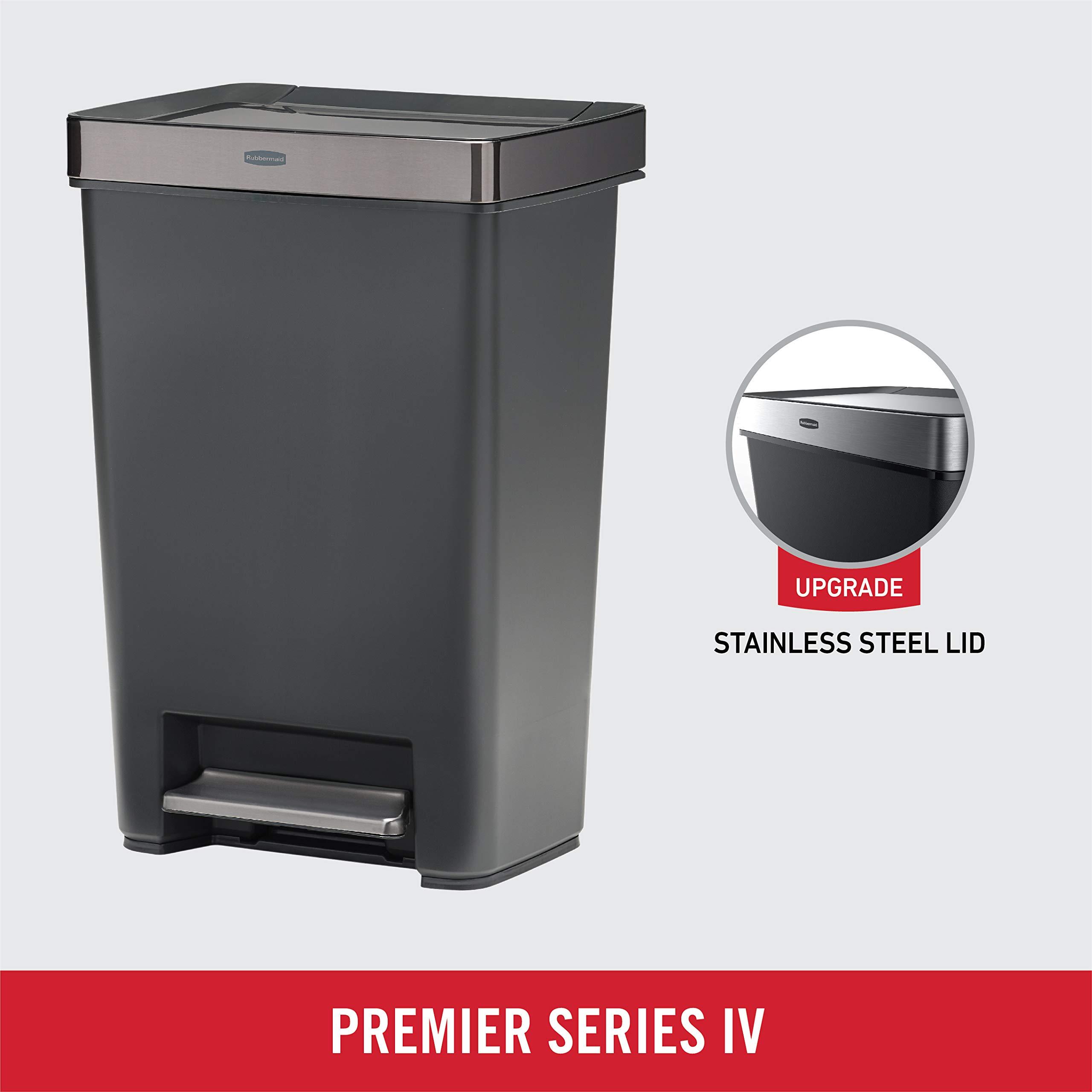 Rubbermaid Premier Series IV Step-On Trash Can for Home and Kitchen, 12.4 Gallon, Stainless Steel Lid Charcoal, for Home/Kitchen/Garage/Apartment/Office - Image 4