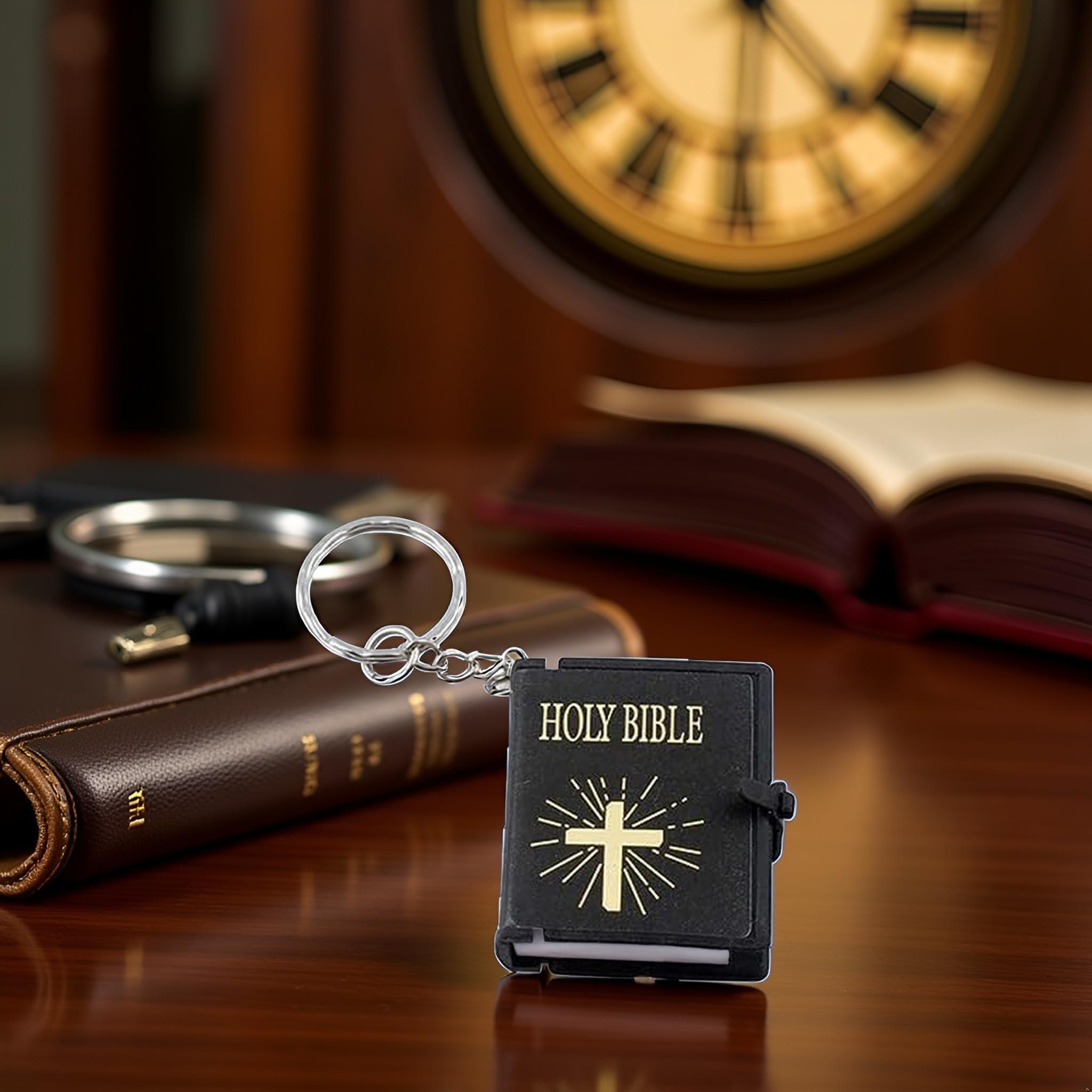 Black Bible Keychain, Sacred Pendant Accessories English Mini Religious Cross Car Key Chain Cross Key Ring Bag Pendant,Clothing, Shoes and Jewelry Automobile Keychains - Image 3