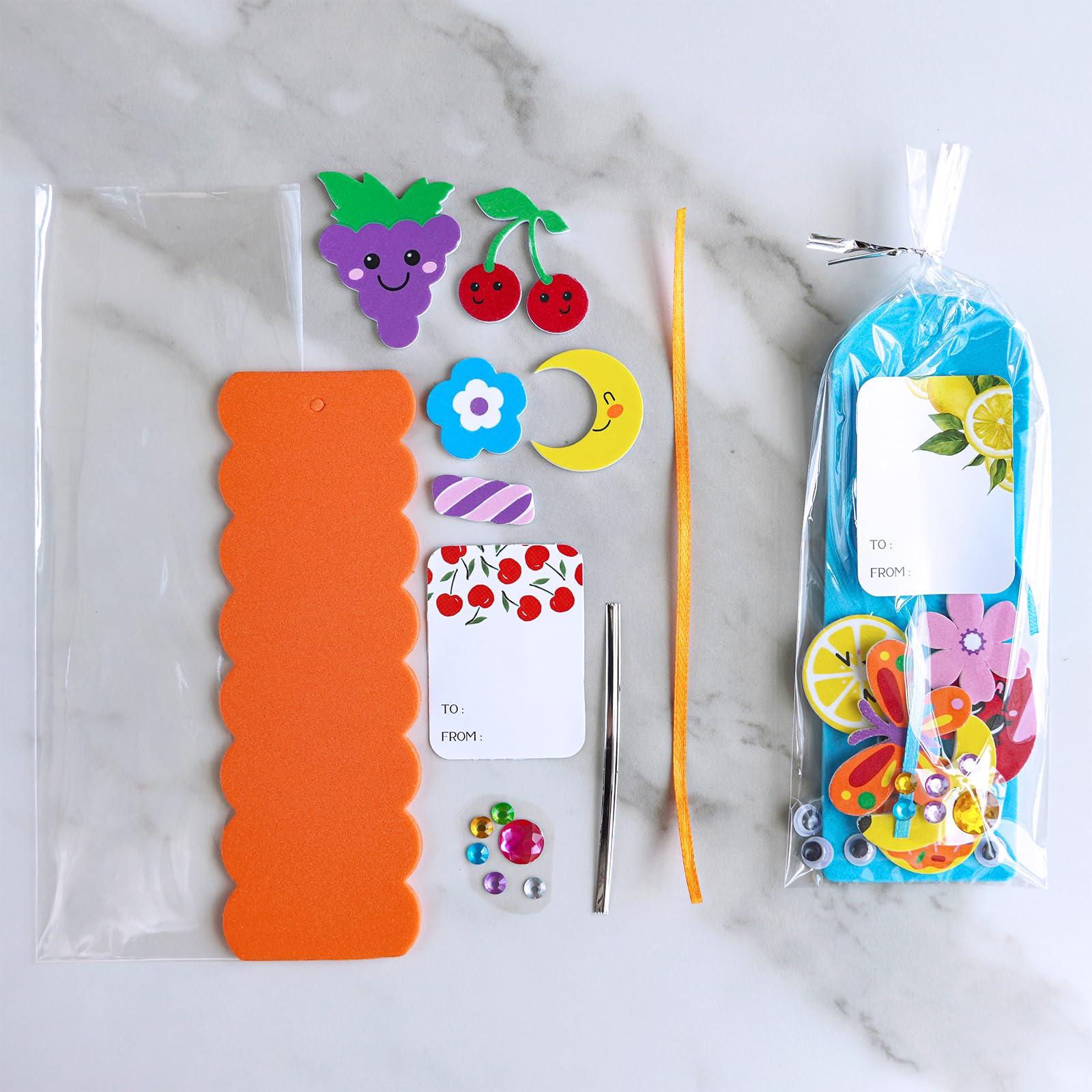 Winlyn 36 Sets Summer Crafts Kits DIY Whimsical Bookmarks Decorations Art Sets Fruits Treats Animals Sun Rainbow Foam Stickers for Kids Classroom Activities Reading Rewards Birthday Camp Party Favors - Image 6