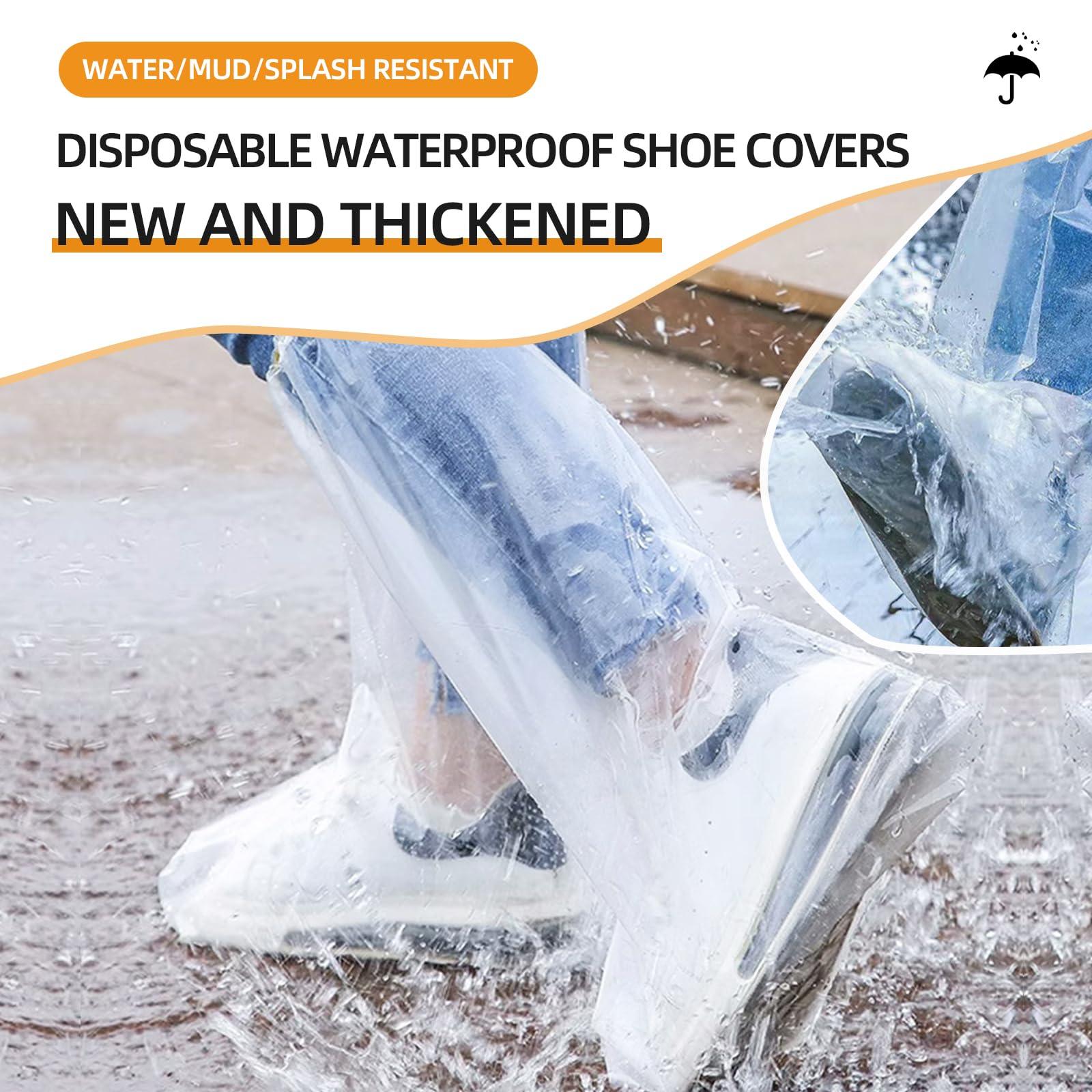 100 Pcs Disposable Thicker Boot and Shoe Covers,19 inch Tall Large,Waterproof Anti-Slip Overshoe (50 Pairs),Outdoor Indoors Overshoes, Fit Up To Men's 11 & Women's 13 (Clear) - Image 4