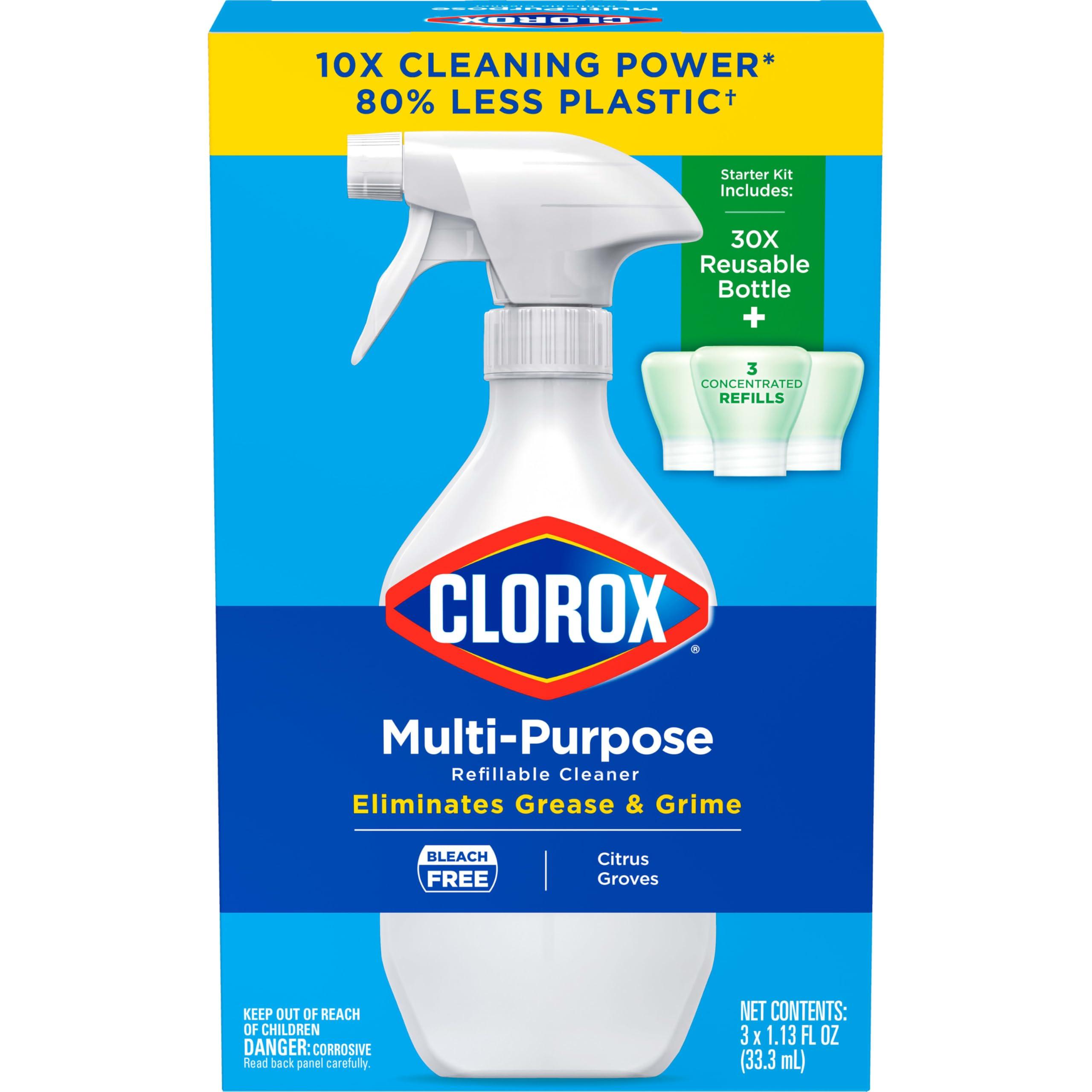Clorox Multi-Purpose Spray Starter Kit 3x1.125fo, Household Essentials, Concentrated Refill + 20fo Spray Bottle - Image 7