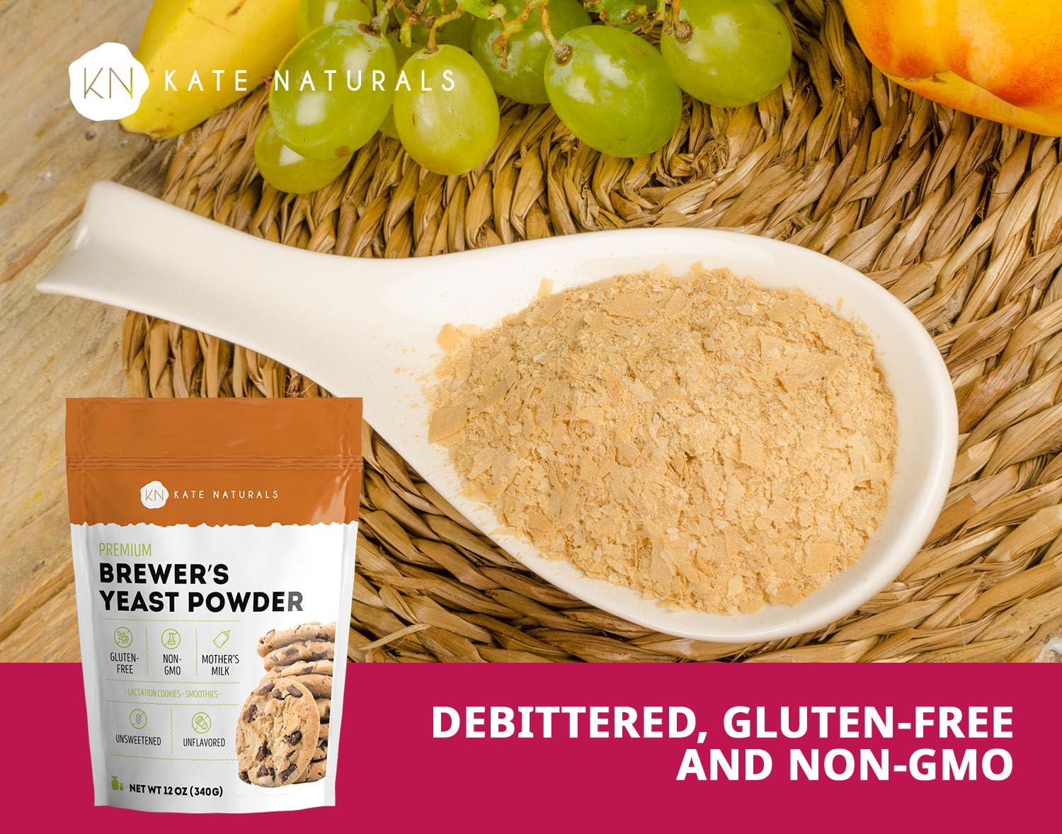 Kate Naturals Brewers Yeast Powder for Lactation Recipes & Nursing Moms. Debittered Brewer's Yeast for Lactation Cookies (12oz, Gluten Free, Non-GMO) Edible for Dogs & Ducks - Image 3