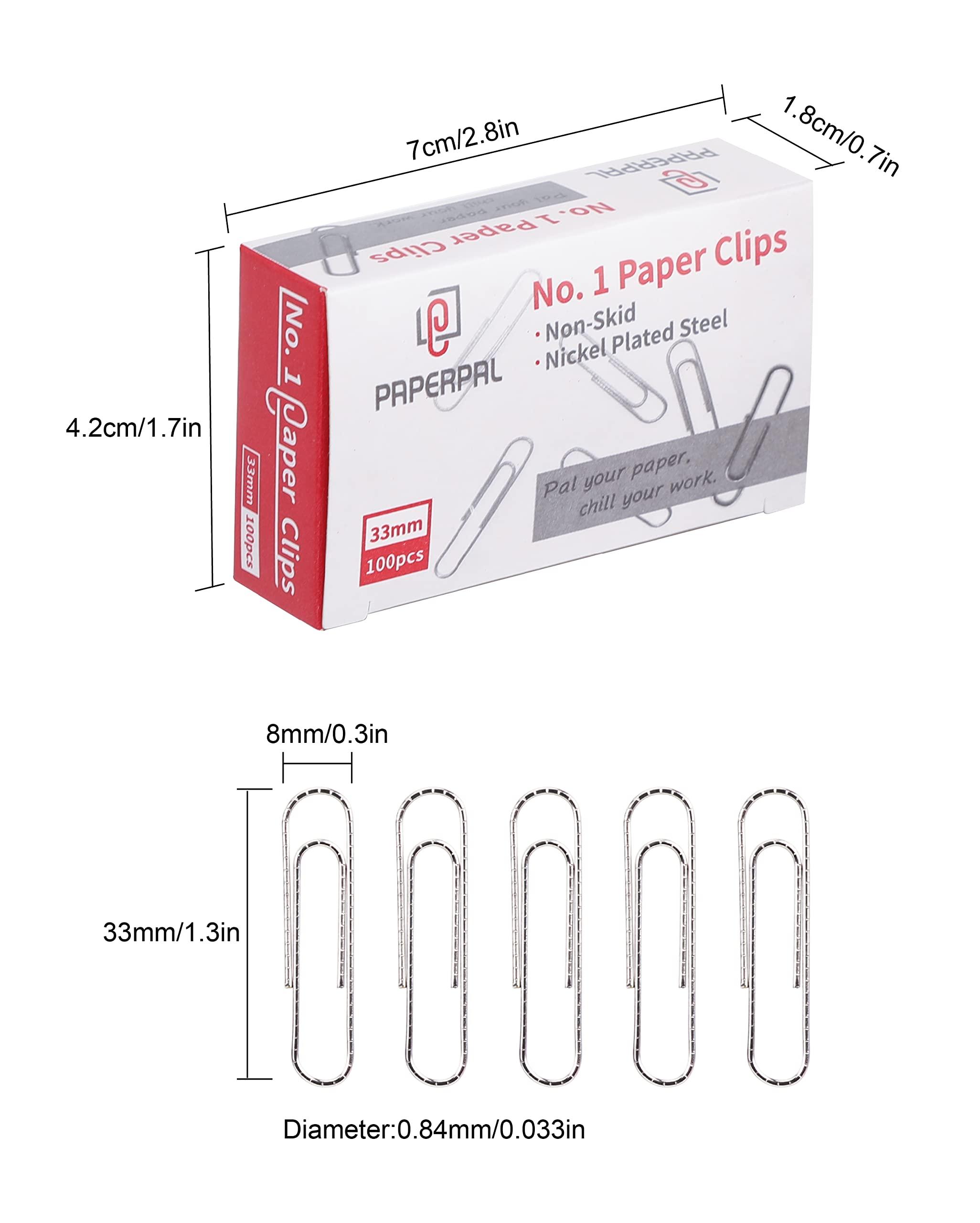 PAPERPAL #1 Nonskid Paper Clips, 600 Medium Paperclips for Office School & Personal Use, Daily DIY, 1-2/7" Silver Heavy Duty Non-Skid Paper Clip Standard Size(6 Boxes of 100 Each) - Image 2