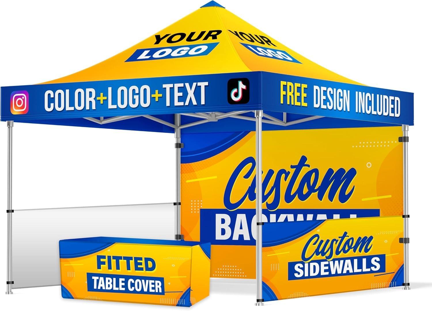 Custom Canopy with Logo by DOT4DOT for 10x10 Pop Up Tent Personalized Customizable Heavy Duty for Events