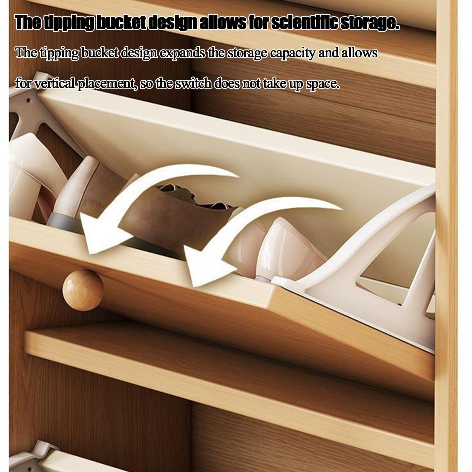 XCHEN Small Kitchen Cabinet，Kitchen Appliance Storage,Ultra-Thin flip-top Shoe Cabinet, Porch Cabinet, Simple Shoe Rack(80 * 17 * 118.5cm/31.5 * 6.69 * 46.65in) - Image 5