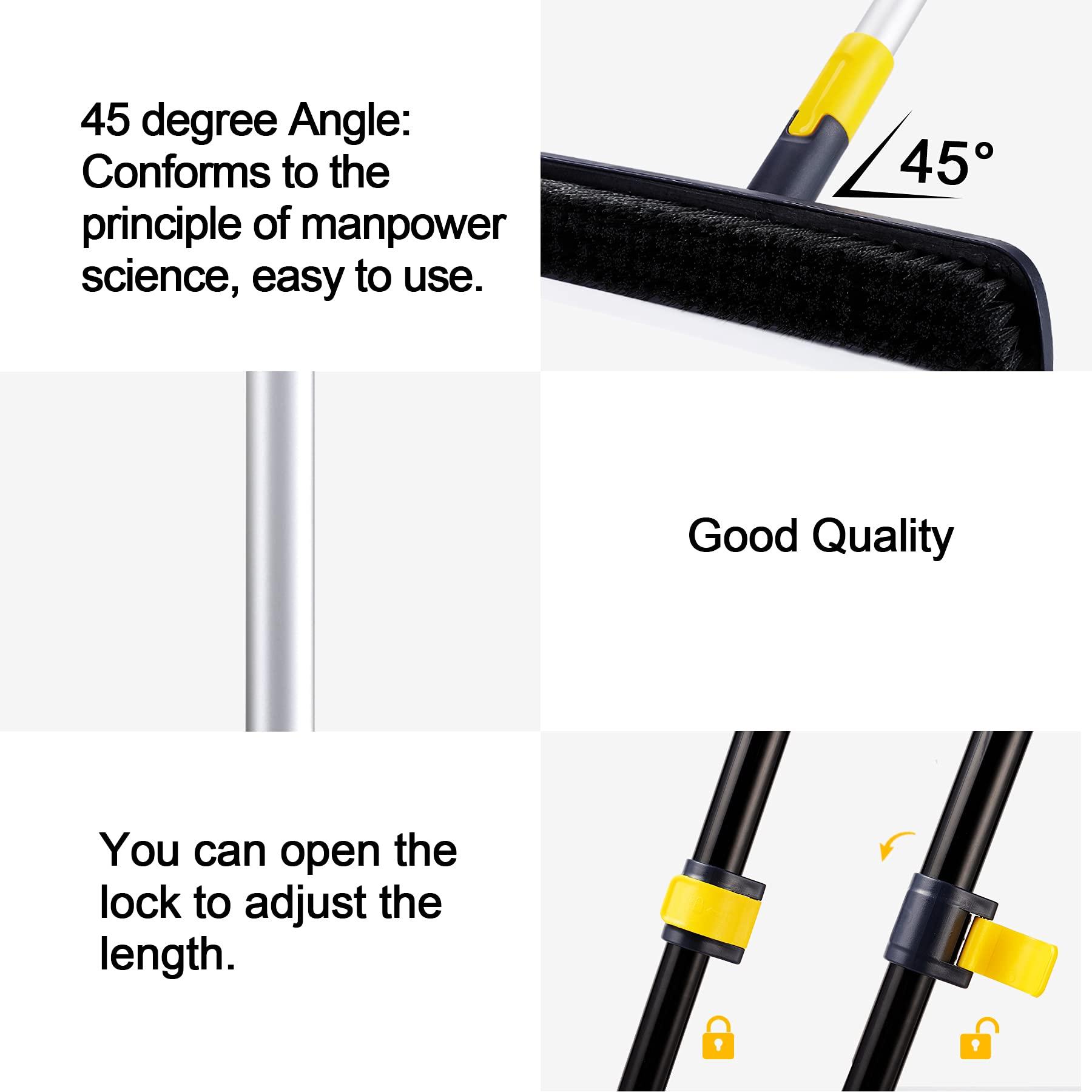 Yocada Floor Scrub Brush Telescopic Handle 2 in 1 Scrape Brush Stiff Bristle Shower Scrubber for Cleaning Patio Bathroom Garage Kitchen Wall Deck Tub Tile 55.9 inch Tall - Image 6
