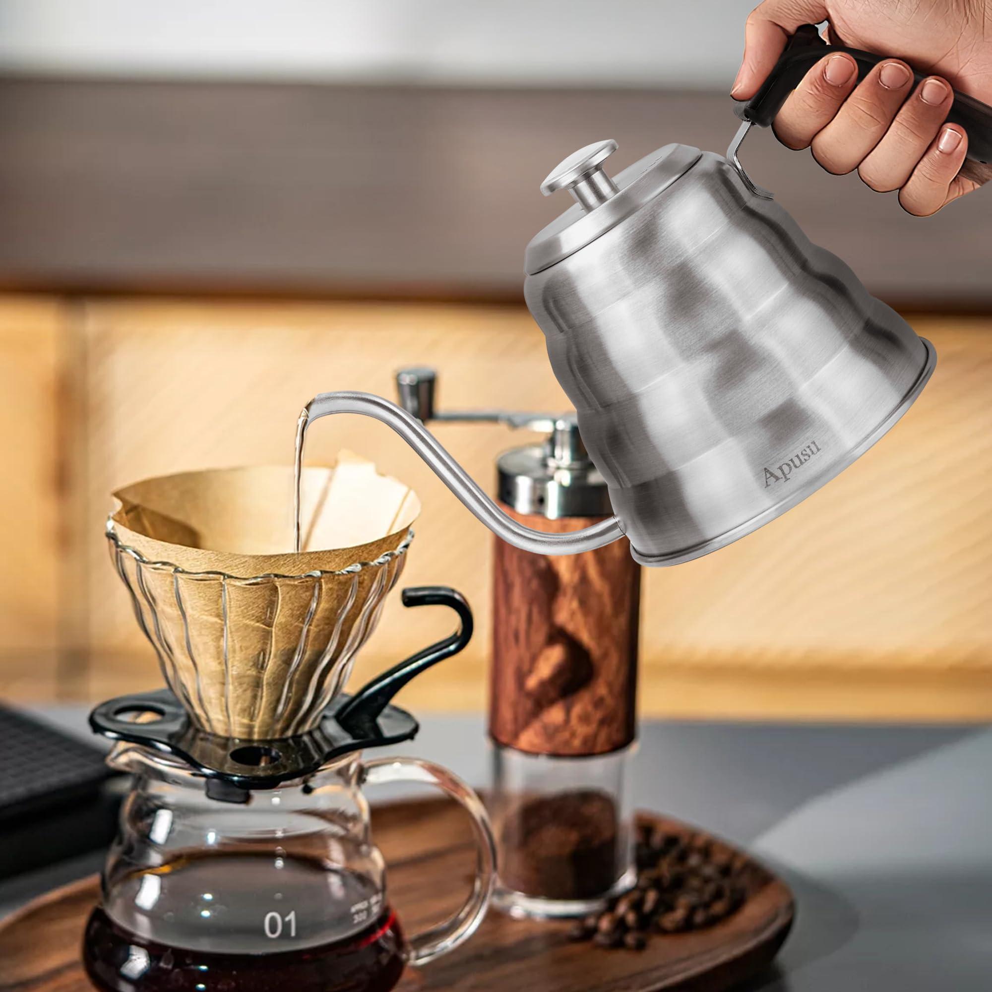 Gooseneck Kettle for Manual Drip Coffee & Tea 40oz Stainless Steel Pour Over Coffee Kettle with Thermometer Tea Kettle for Stovetop,1200ml,6 Cup,Silver,1Pack - Image 2