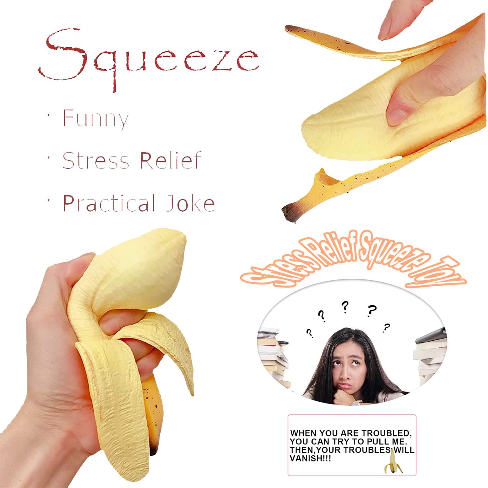 funnysquee Banana Squishies Stress Relief Soft Scented Simulation Bananas Fruit Squeeze Toys Cute Birthday Gift Novelty Toy for Kids (Yellow Banana) - Image 6