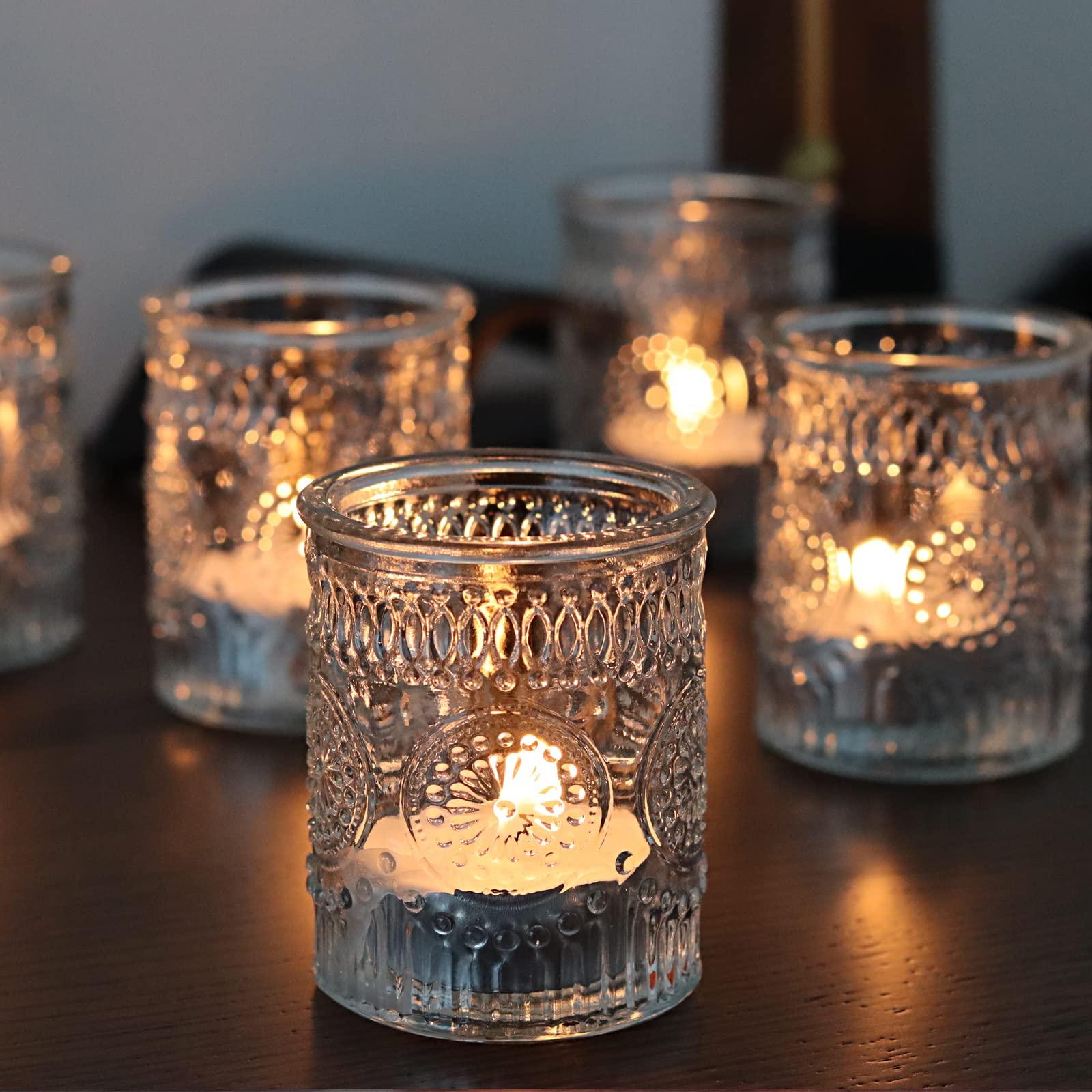 SHMILMH Clear Tealight Candle Holders Set of 36, Ribbed Votive Candle Holders Bulk for Vintage Wedding Table Birthday Party Decoration