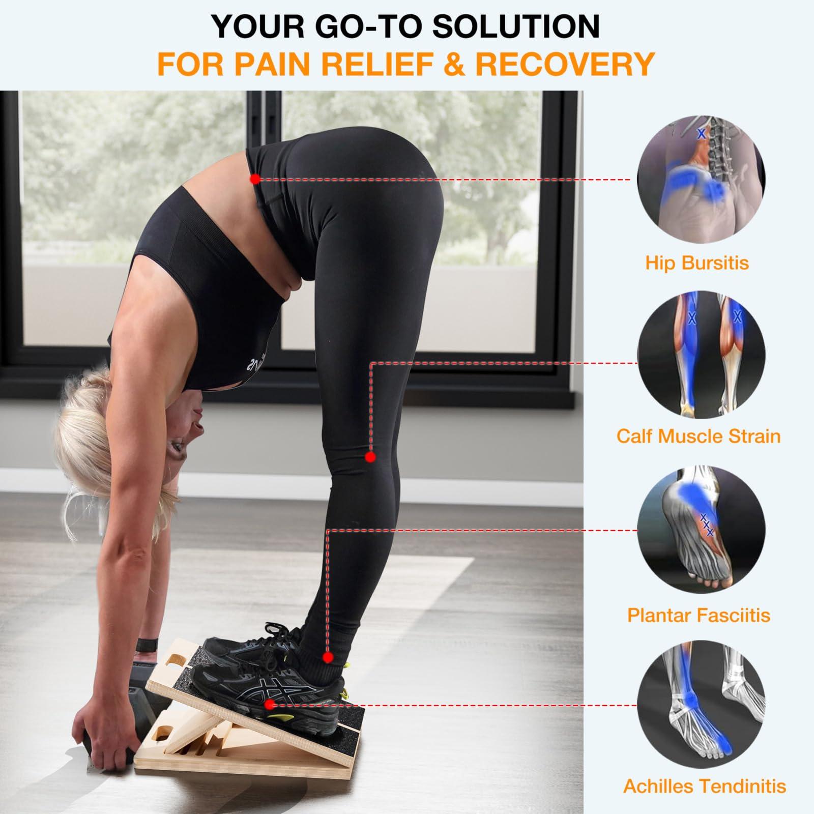 TEMI Slant Board for Calf-Stretching - Wooden Incline Wedge Stretcher for Squats, Foot & Ankle Mobility, Portable Fitness Equipment, Balance Block for Heel Stretch - Image 5