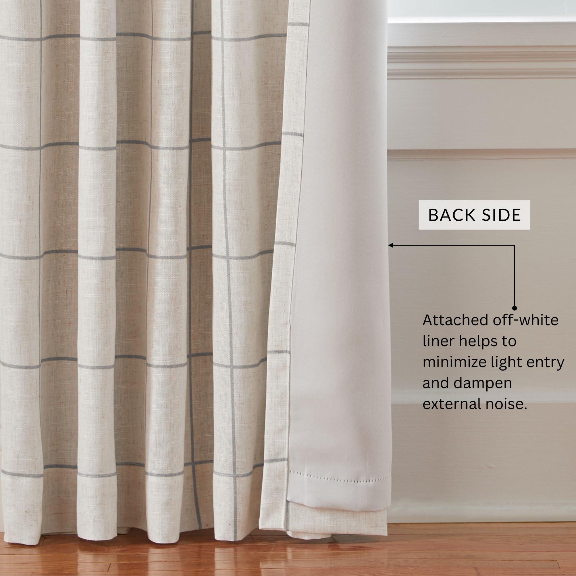 Elrene Home Fashions Brighton Windowpane Plaid Blackout Window Curtain, Living Room and Bedroom Drape with Rod Pocket Tabs, 52" x 95", Grey, 1 Panel - Image 5