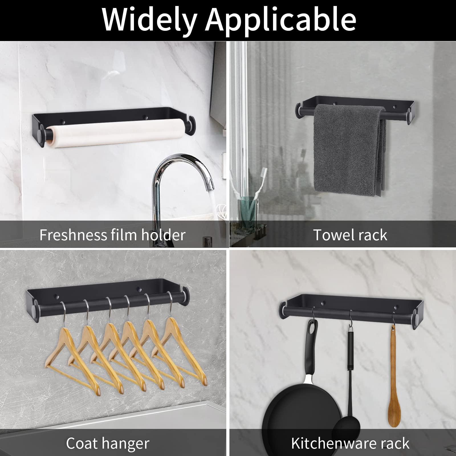 PEDORUBY Under Cabinet Paper Towel Holder, Adhesive or Drill Mount Paper Towel Holder, Wall Mount Paper Towel Holders for Kitchen or Bathroom (Black) - Image 4