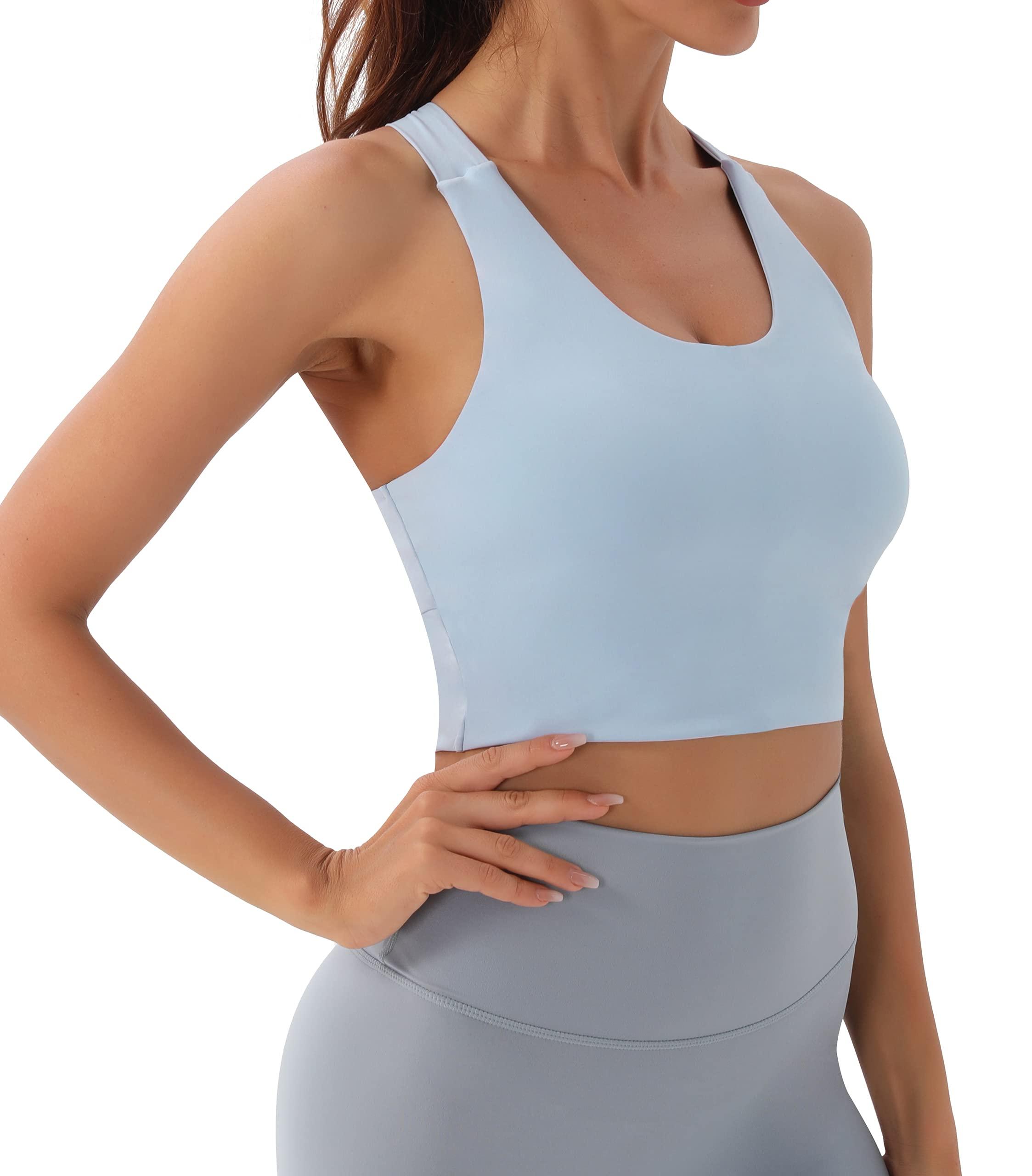 Sports Bras for Women Criss-Cross Back Padded Workout Tank Tops Medium Support Crop Tops for Women - Image 3