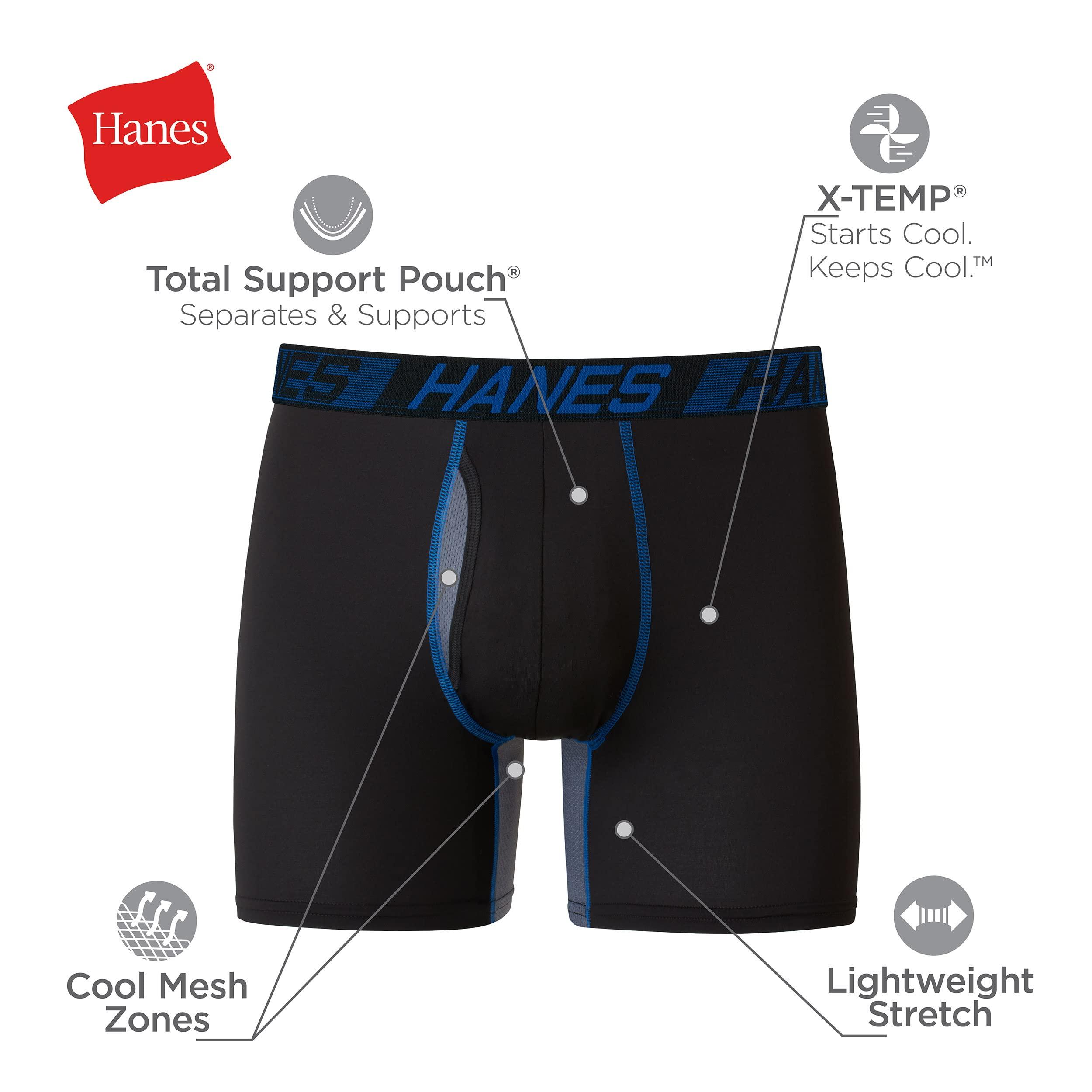 Hanes Men’s Total Support Pouch Boxer Briefs, X-Temp Cooling, Moisture-Wicking Underwear, Regular, Long-leg and Trunk, 3-Pack - Image 5