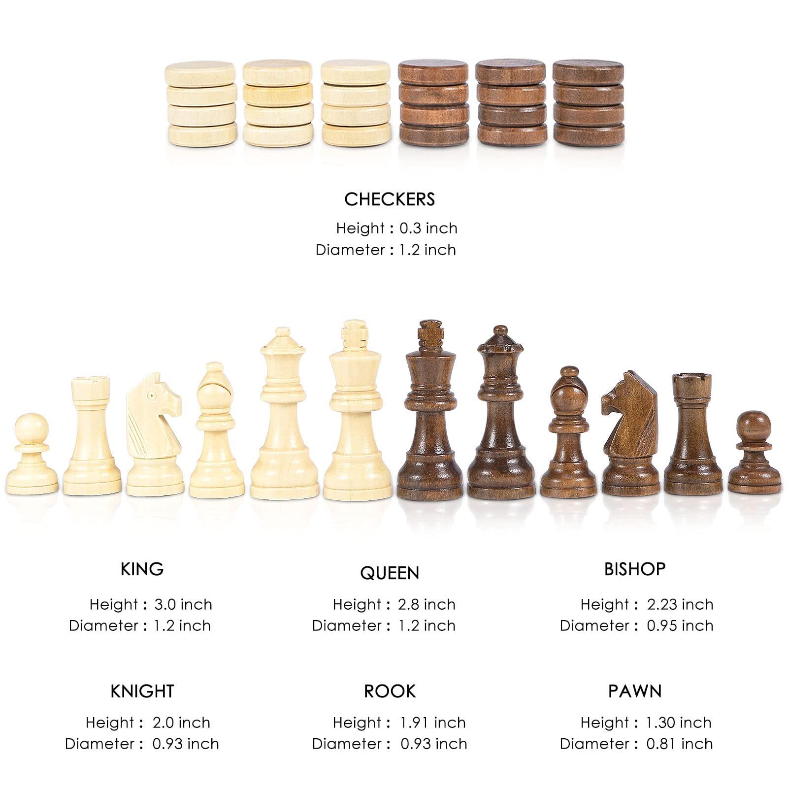 AMEROUS Magnetic Wooden Chess and Checkers Game Set, 15 Inches (2 in 1) Chess Board Games, 2 Extra Queens - Gift Package - Game Pieces Storage Slots, Beginner Chess Set for Kids, Adults - Image 6