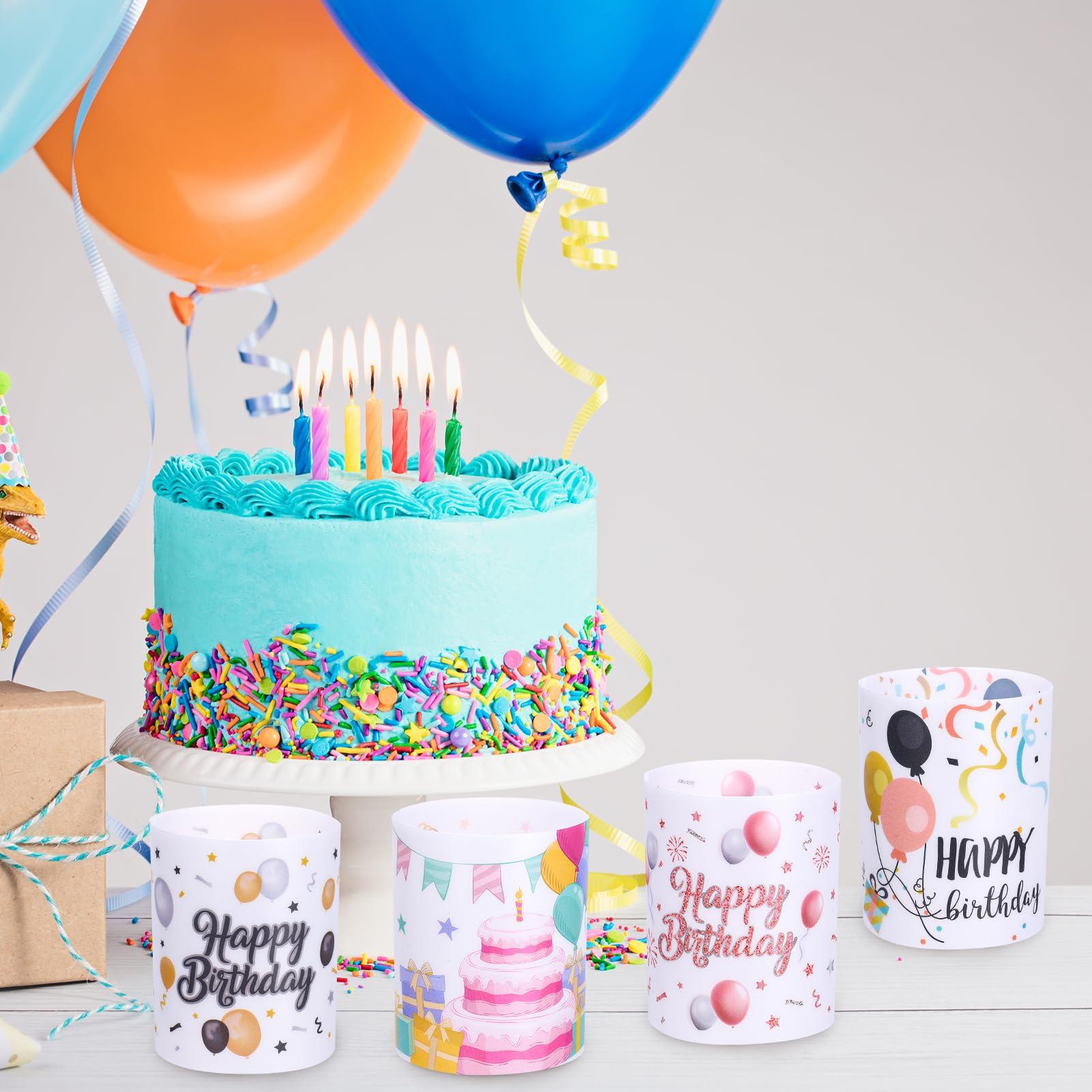 Happy Birthday Table Decorations, 8 Sets Birthday Centerpieces Lantern Boxes & LED Tea Lights, Flameless Votive Candle Holders Shade Cover Sleeve for Table Desk Home Room Indoor Office Party Supplies - Image 4