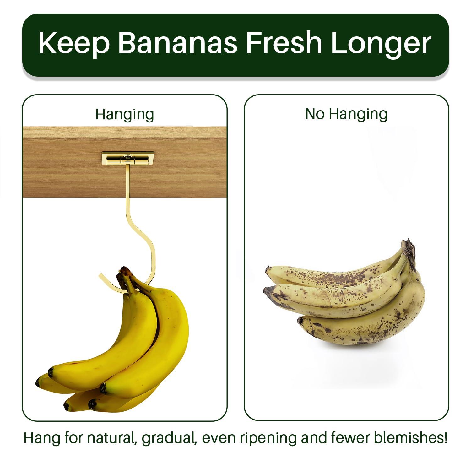 2-Pack Self Adhesive Banana Hook, Metal Banana Hanger Hook,Under Cabinet Hook For Bananas Or Other Kitchen Items, Foldable Banana Hook, Folds Up With Magnets When Not In Use, Keep Bananas Fresh,Gold - Image 7