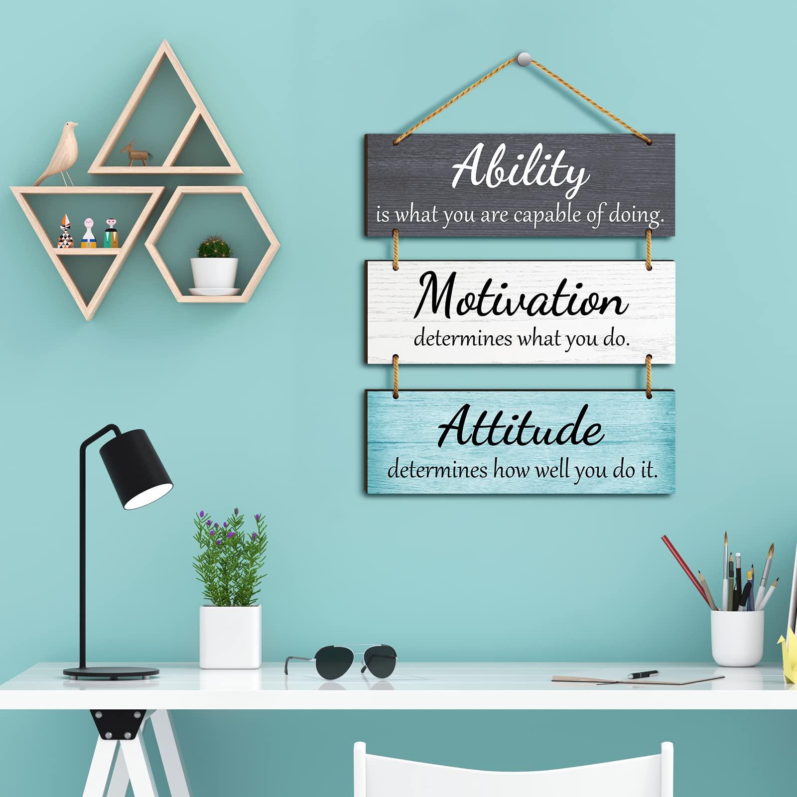 Jetec Office Wall Decor Inspirational Rustic Motivational Plaques with Sayings Wooden Hangings Ability Sign Bathroom for Home Office Art Decoration(Fresh Color) - Image 2