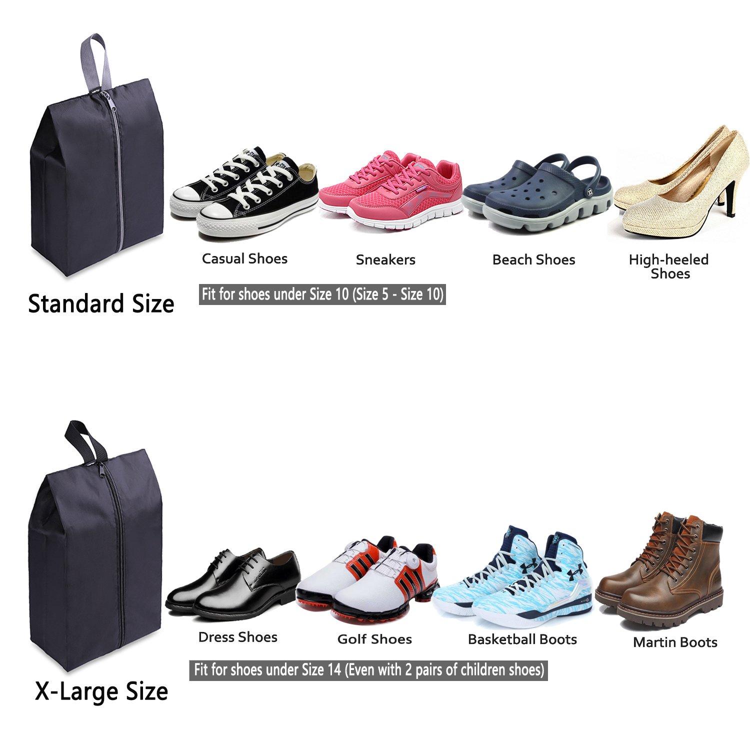 YAMIU Travel Shoe Bags Set of 4 Waterproof Nylon with Zipper for Men & Women, Black - Image 3