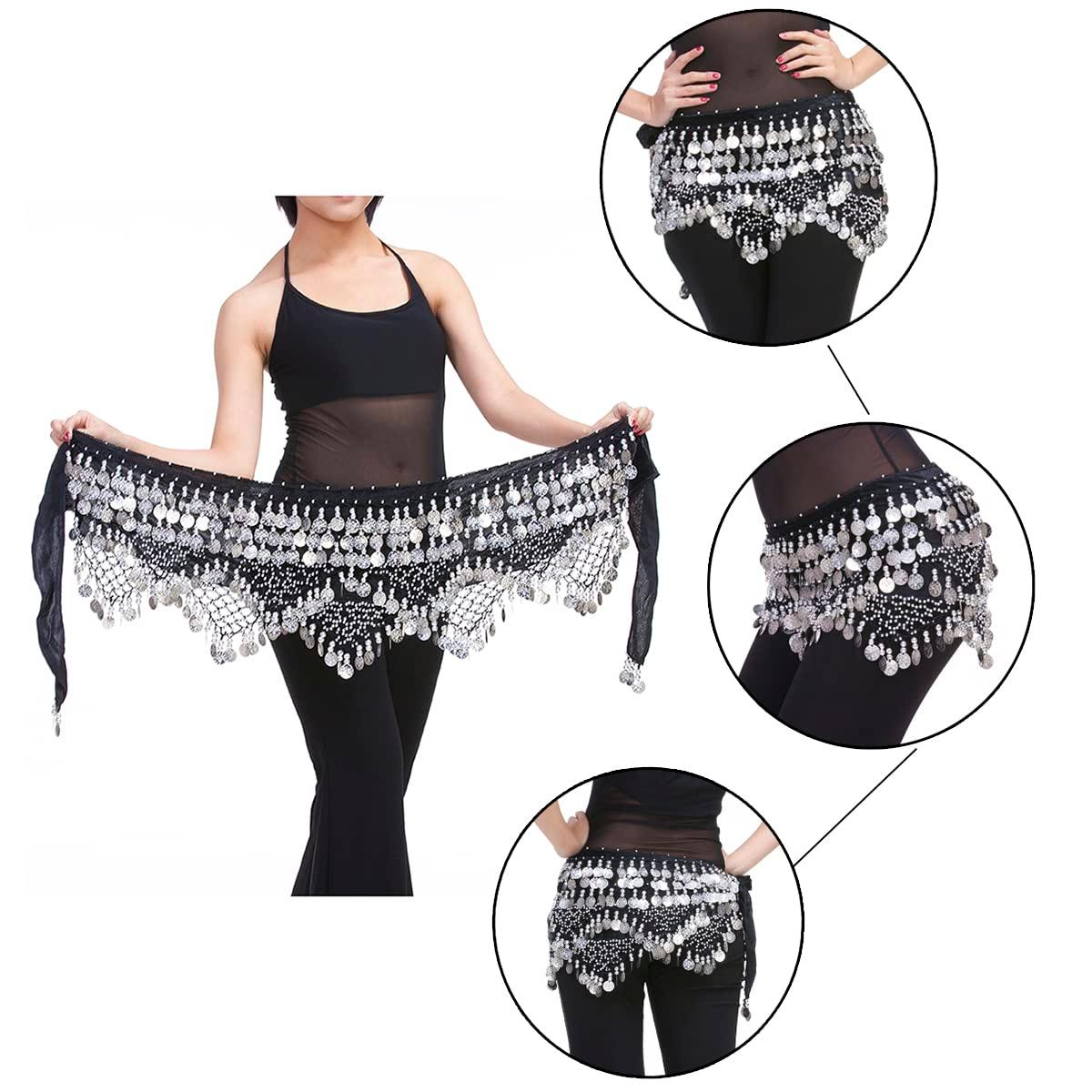 Belly Dancing Dance Waist Chain Hip Scarf Skirt Belt with 320 Coins - Image 2