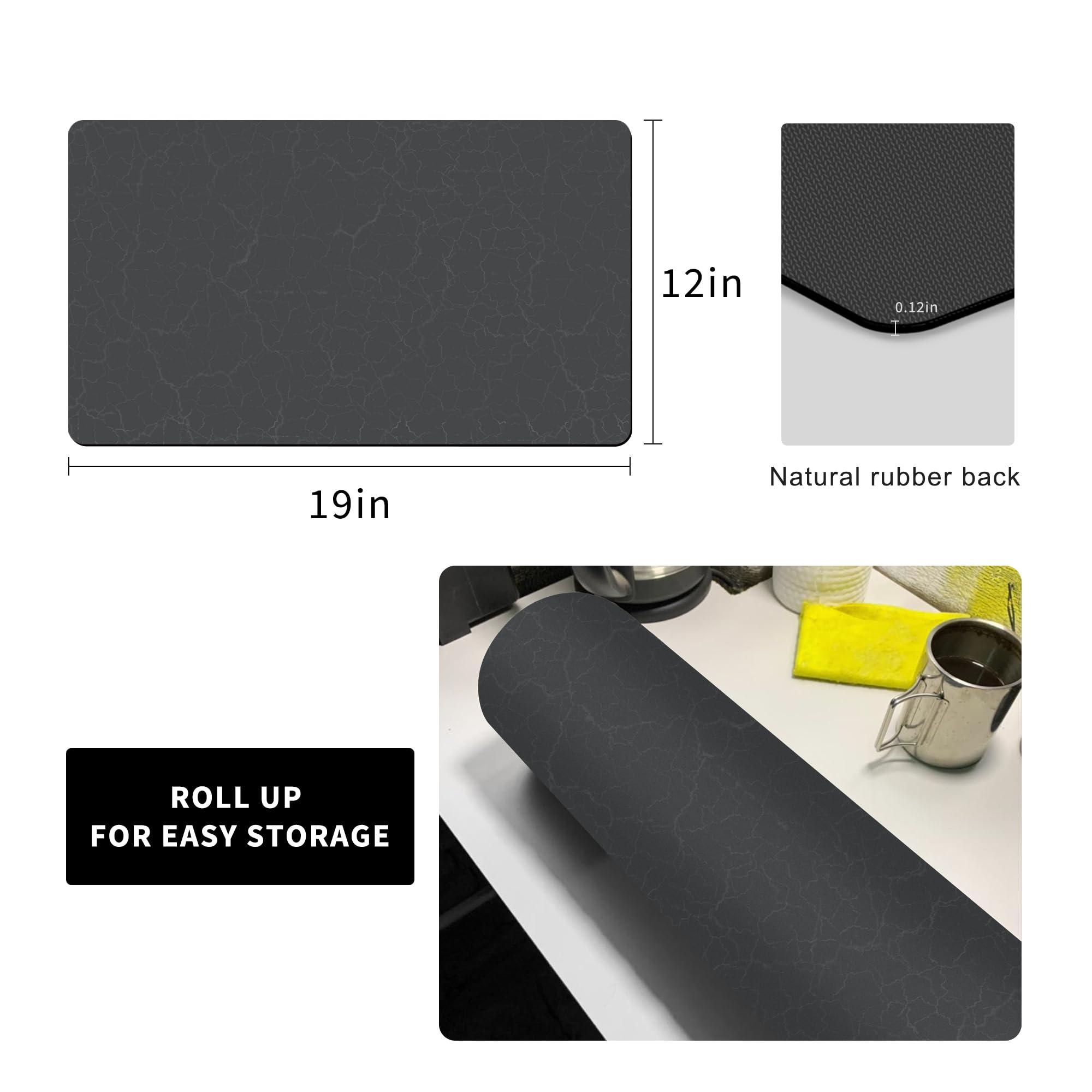 Coffee Maker Mat for Countertops, Coffee Bar Accessories Fit Under Coffee Machine Mat 19"x12"Rubber Backed Coffee Pots - Table Mat under Appliance, Kitchen Counter Coffee Dish Drying Mat, Dark Gray - Image 2