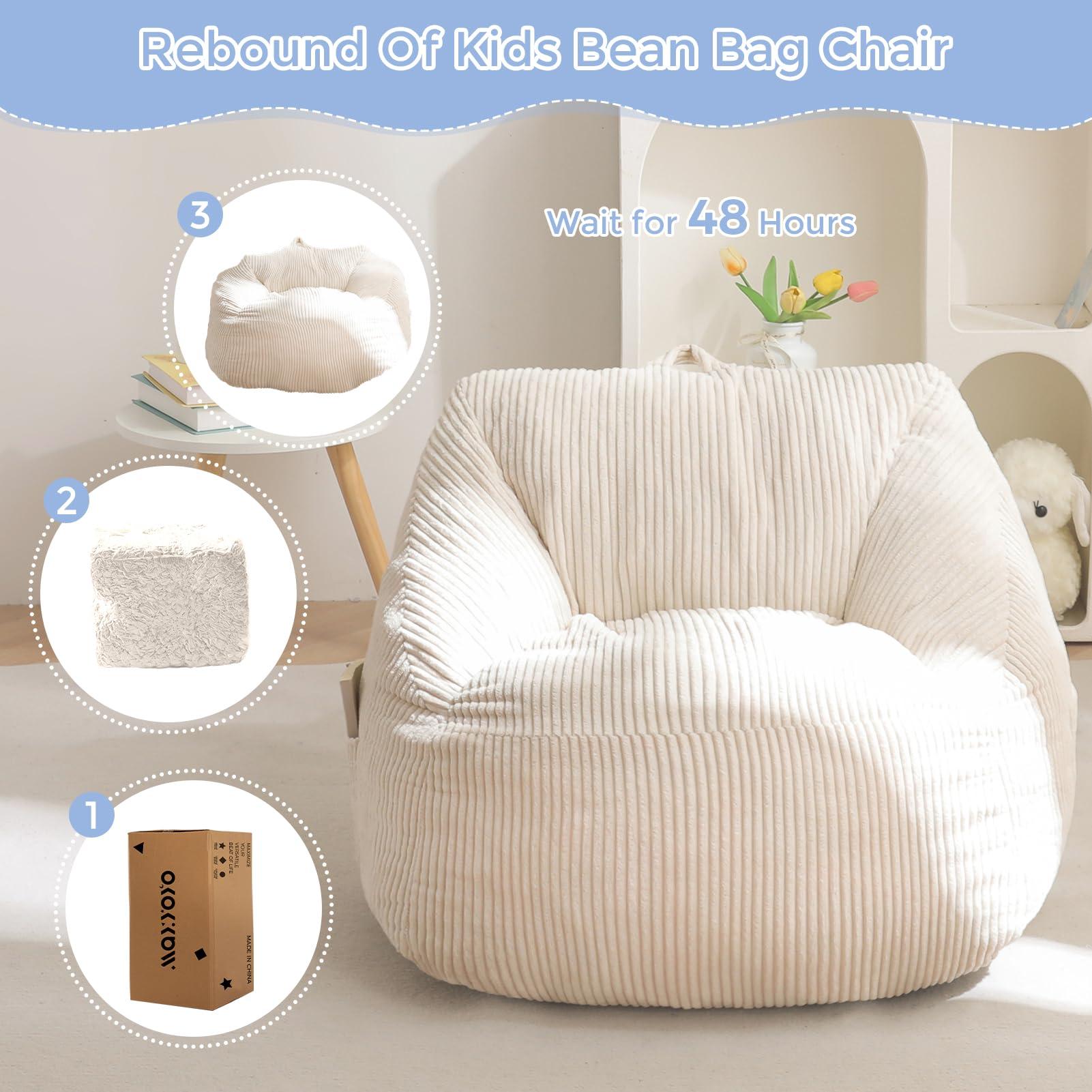 MAXYOYO Kids Bean Bag Chair, Bean Bag Couch with Handle, Comfy Toddler Chair for Boys and Girls, Accent Sofa Chair with Pocket for Gaming Reading Relaxing, Beige - Image 5