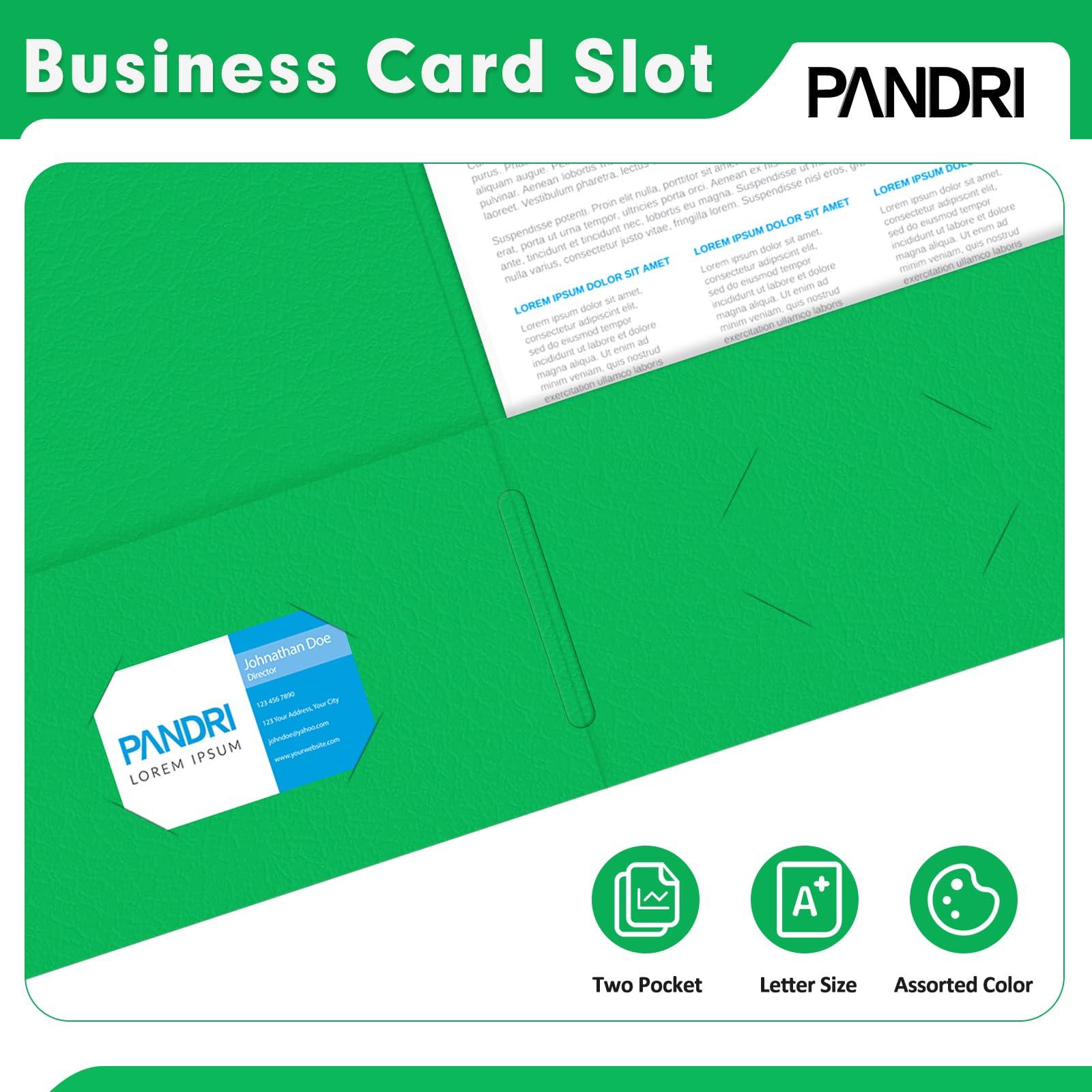 Two Pocket Folders, PANDRI 100 Pack 2 Pocket Folders, Letter Size Paper File Folder for School Office Home Business, Assorted 5 Colors - Image 6