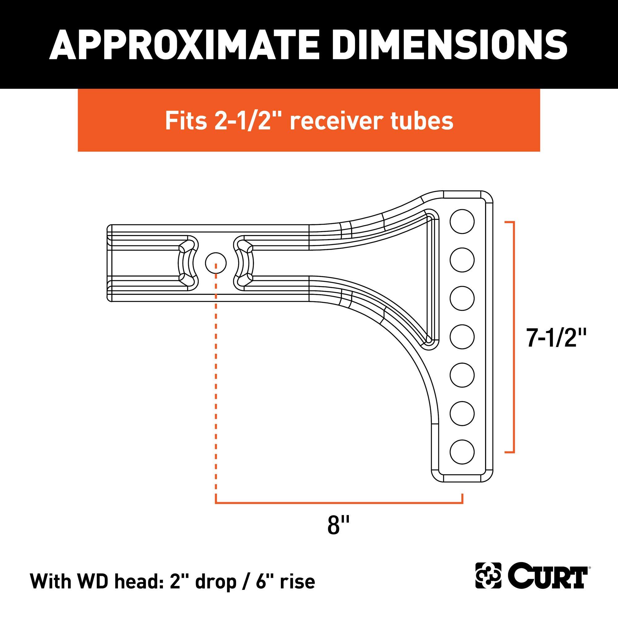 CURT 17131 Replacement Weight Distribution Hitch Shank, 2-1/2-Inch Receiver, 2-Inch Drop, 6-Inch Rise - Image 2