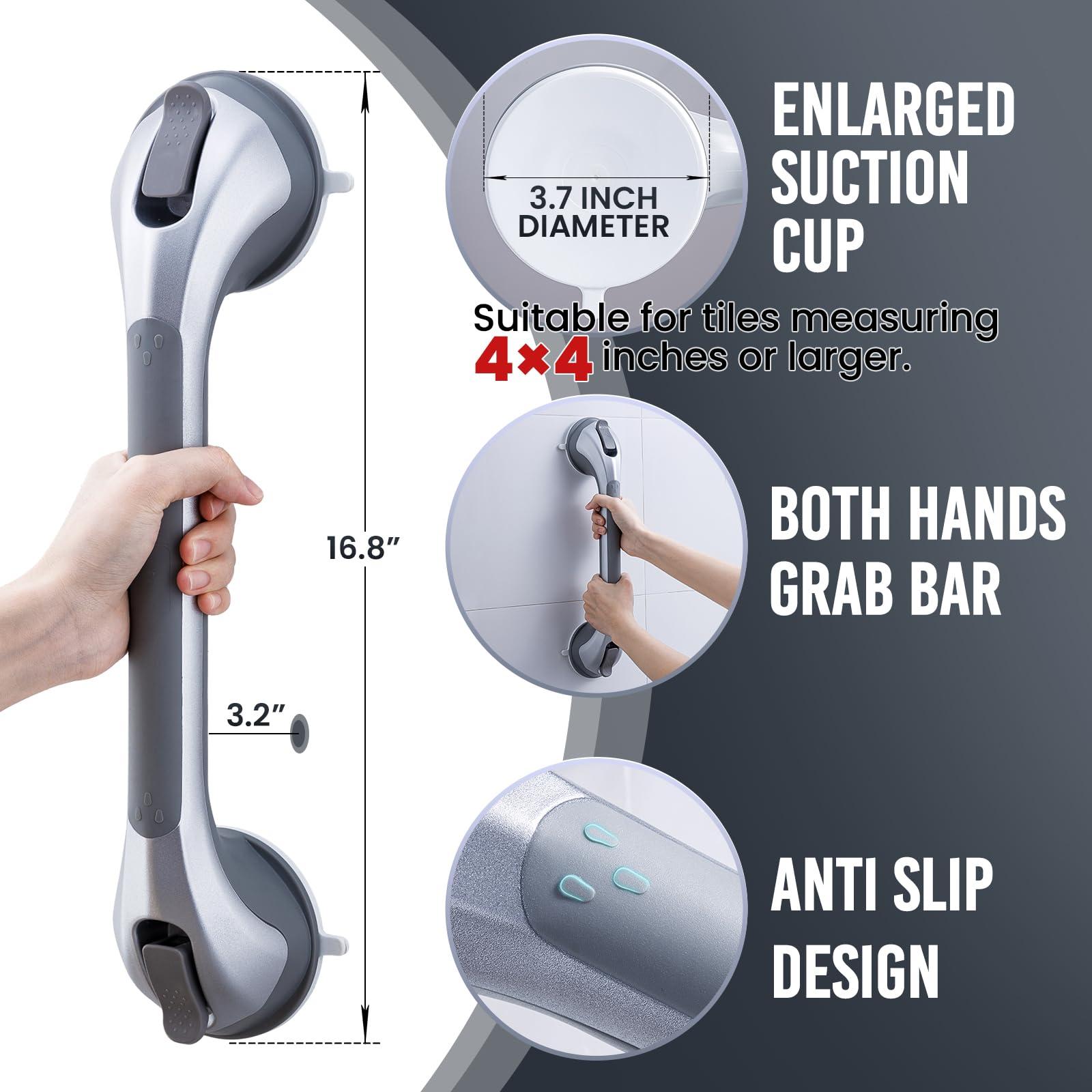 TAILI Shower Grab Bar 2 Pack Silver & 1 Pack Grey - Image 2