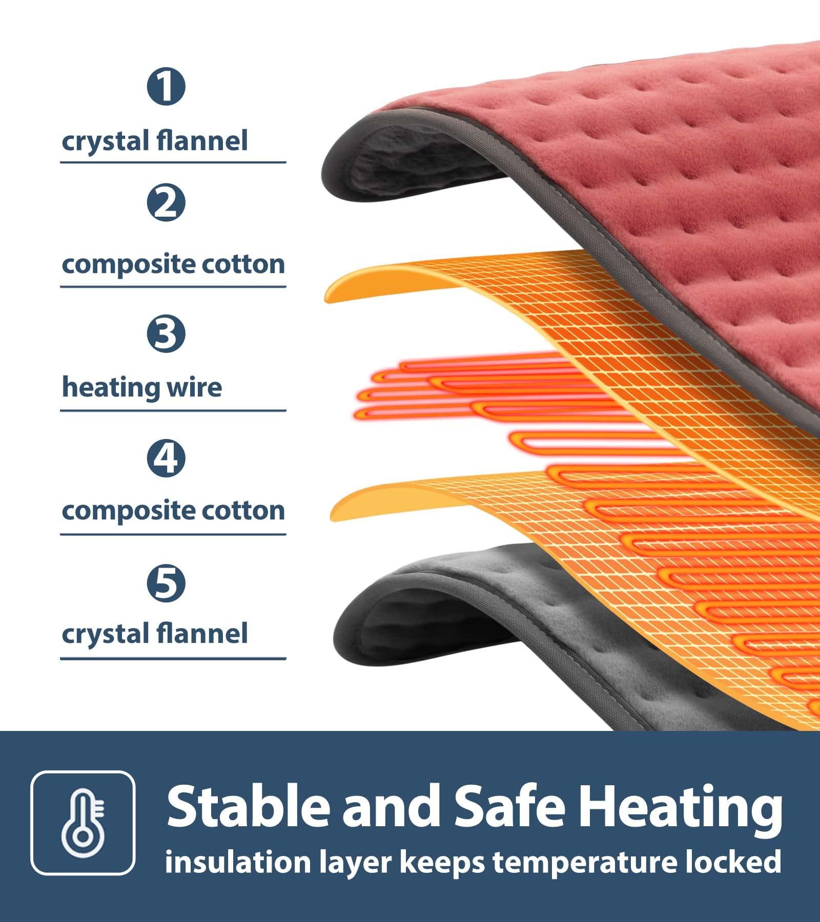 VALGELUIK Heating pad for Back, Neck, Shoulder, Cramps and Leg Pain Relief, Heat Pads Christmas Gifts for Women, Men, Mom, Dad, Auto-Off,Machine Washable,Moist Dry Heat Options,Extra Large 12"x24" - Image 8