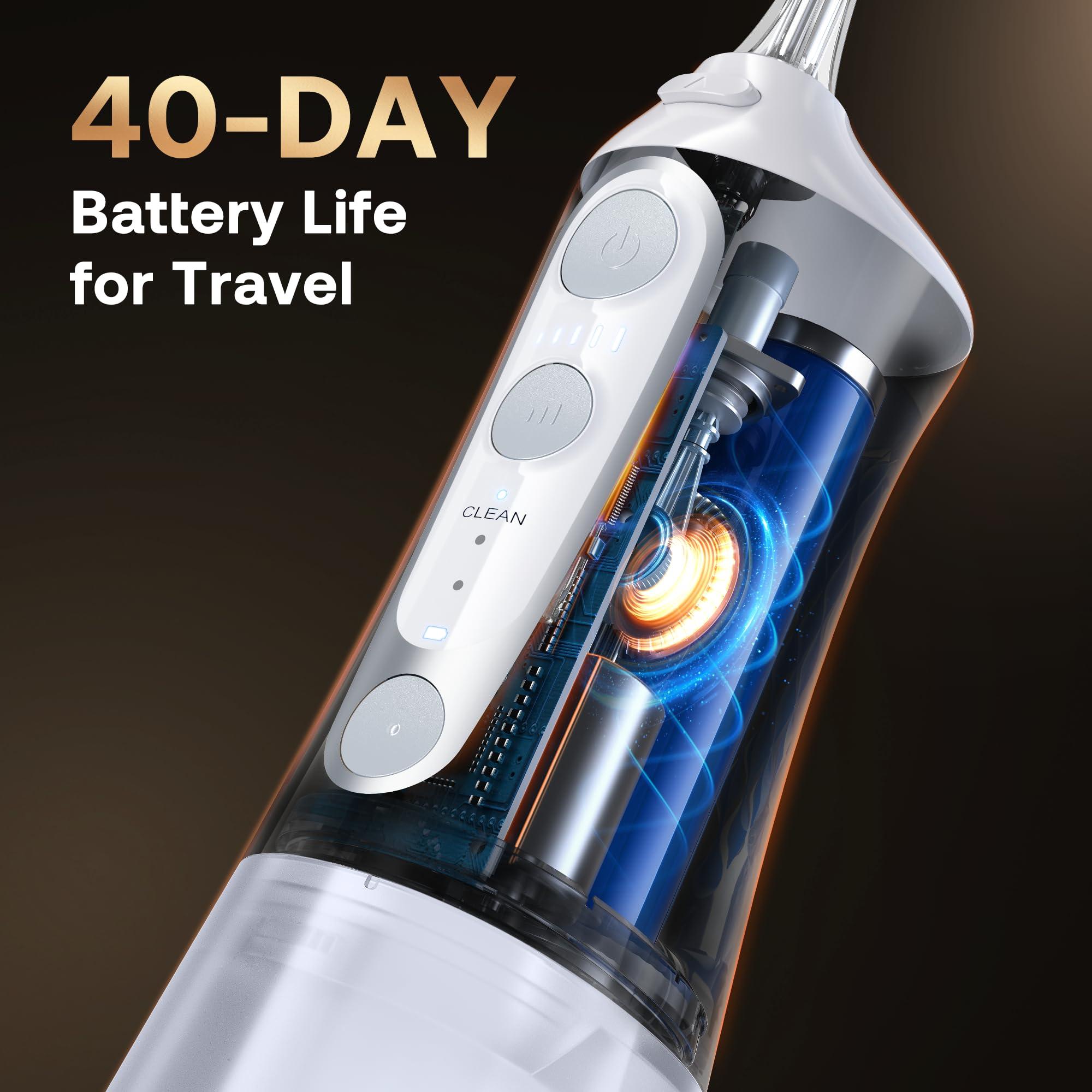 Bitvae Water Dental Flosser Teeth Pick, Cordless Flosser for Travel with 6 Jet Tips, 3 Modes 5 intensities, IPX7 Waterproof Portable & Rechargeable Oral Irrigator Cleaner, White - Image 6