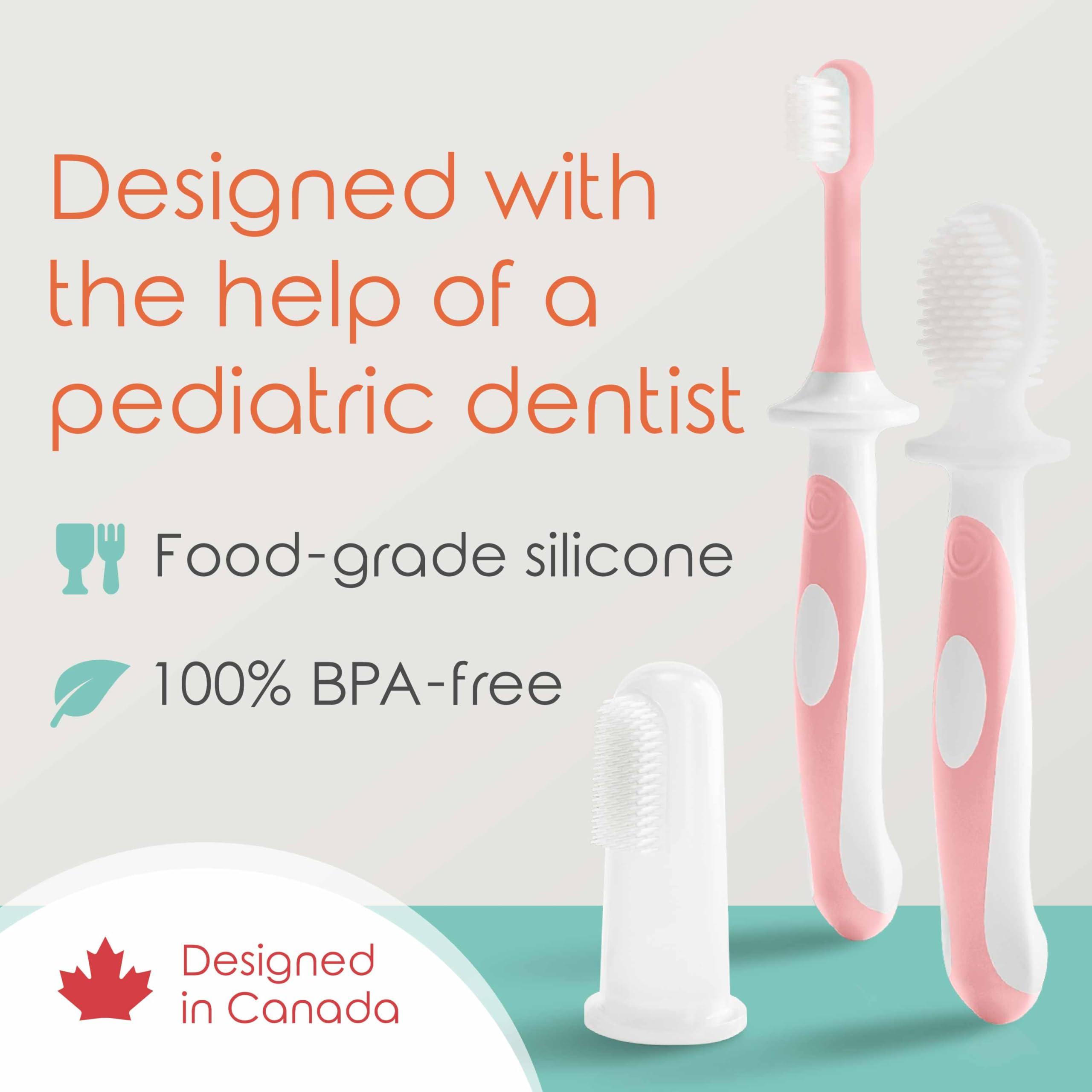 Cherish Baby Care Baby Toothbrush & Toddler Toothbrush Set (0-2 Years) - BPA-Free & Safety-Tested, 2023 Award Winner, Food-Grade Silicone (Pink) - Image 6
