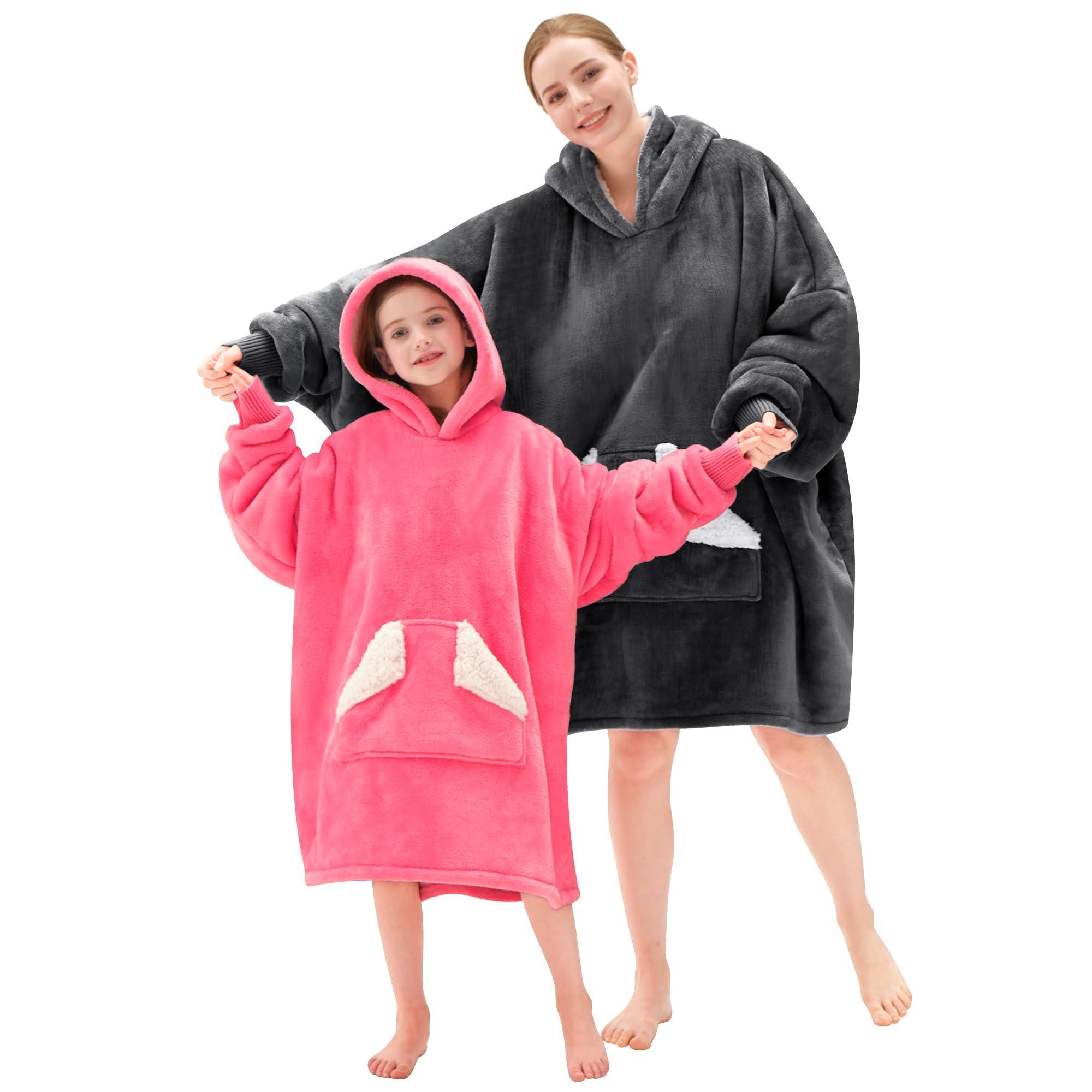 Touchat Wearable Blanket Hoodie, Oversized Sherpa Fleece Sweatshirt Blanket with Giant Hood Pocket and Sleeves for Adult, Warm & Cozy Grey Blanket Gifts for Women - Image 6