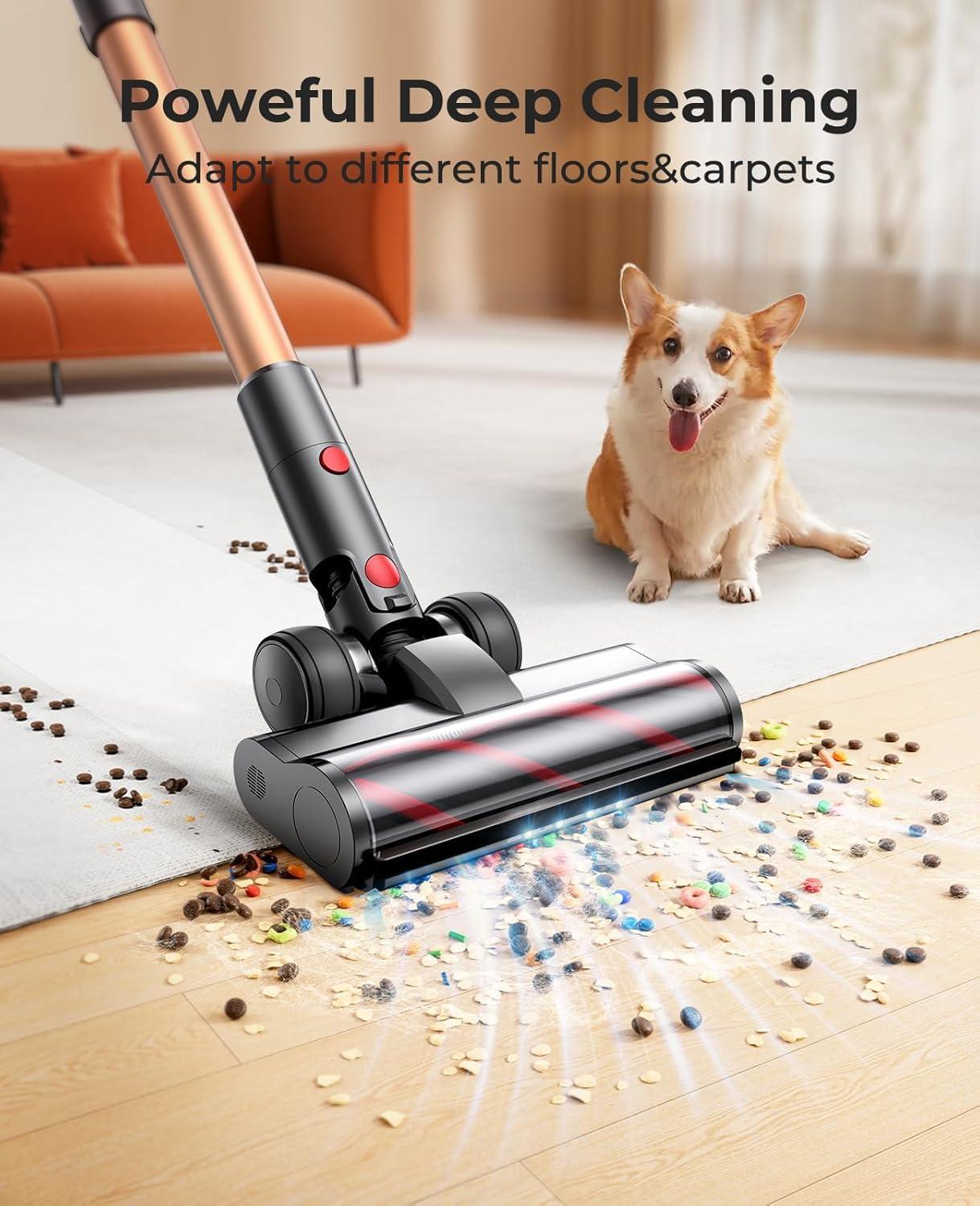 Cordless Vacuum Cleaner 550W/45Kpa, Stick Vacuum Cleaners 60 Mins Max Runtime with Charging Dock, Self-Standing Handheld Vacuum with Touch Display, 6-in-1 Vacuum Cleaner for Carpet/Hard Floor/Pet Hair - Image 4