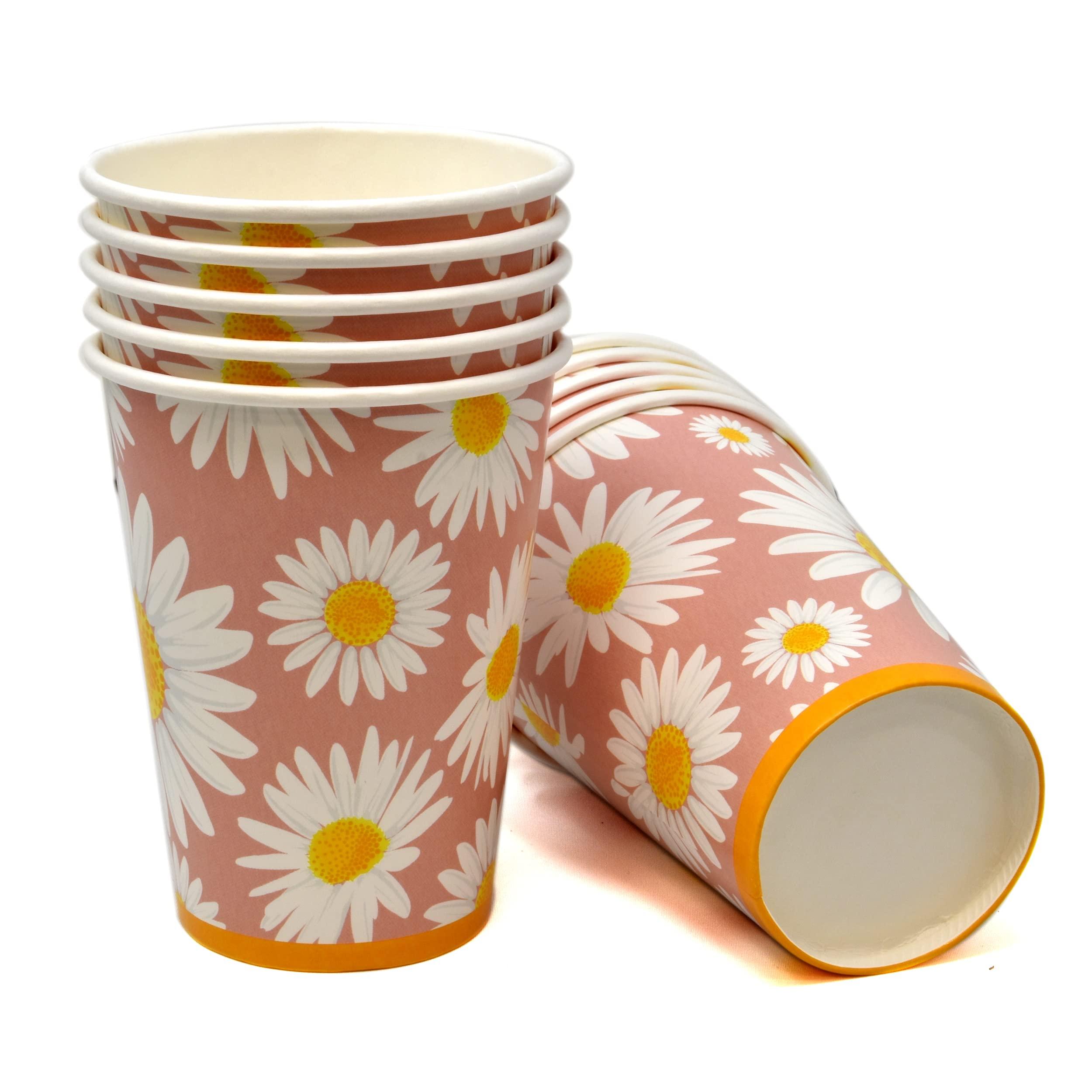 Gift Boutique Daisy Flower Party Supplies Tableware Set 9" 7" Paper Plates Cups Napkins Floral Summer Spring Groovy Birthday Disposable Dinnerware Serves 24 - Image 5
