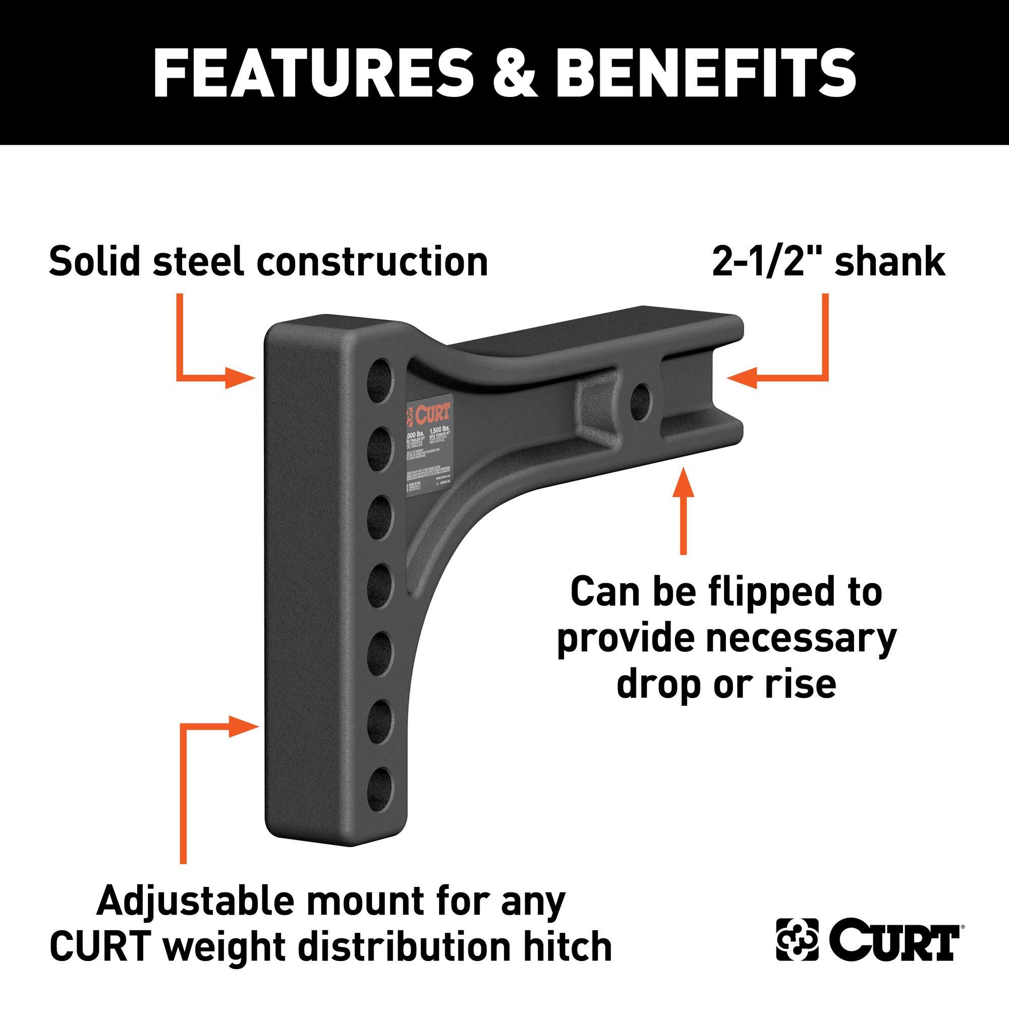 CURT 17131 Replacement Weight Distribution Hitch Shank, 2-1/2-Inch Receiver, 2-Inch Drop, 6-Inch Rise - Image 3
