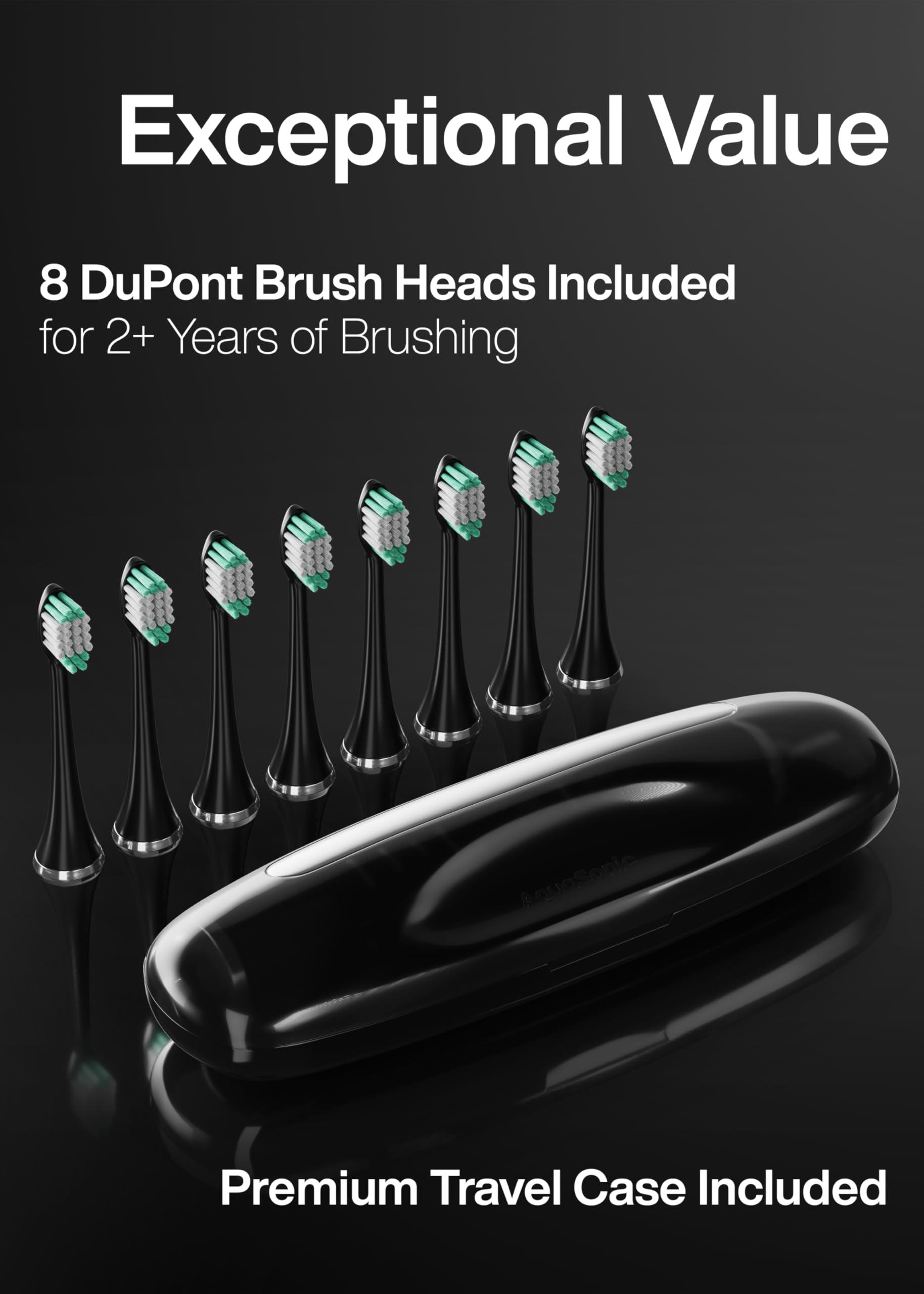 Aquasonic Black Series Ultra Whitening Toothbrush – ADA Accepted Electric Toothbrush- 8 Brush Heads & Travel Case – 40,000 VPM Electric Motor & Wireless Charging - 4 Modes w Smart Timer - Image 5