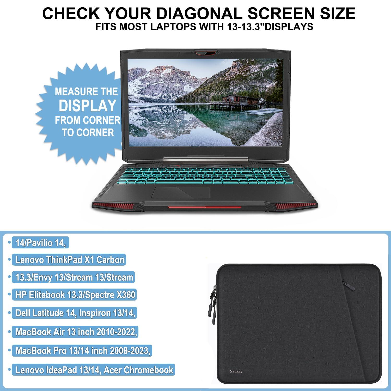 Laptop Sleeve Case 13.3 inch, Shockproof Protective Computer Cover with Accessories Pocket, Portable Laptop Bag Compatible with MacBook Air/Pro 13-13.3 inch, Compatible for MacBook Pro 14 inch, Black - Image 4